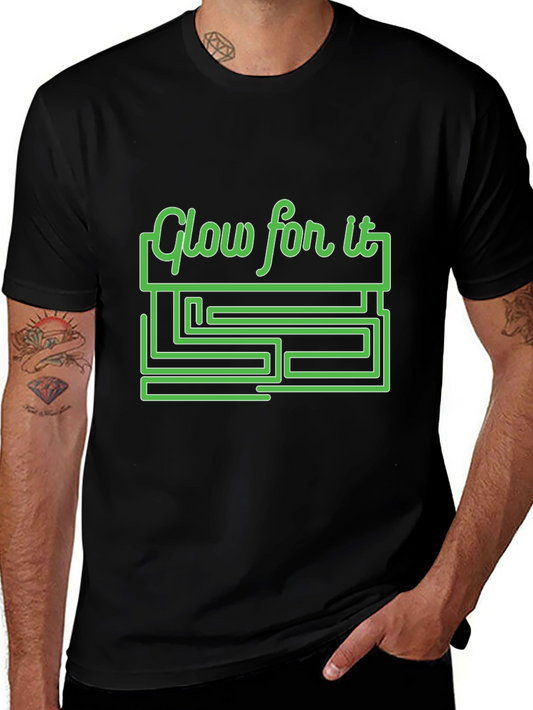 Glow for It Maze Tee - Graphic Print Black T-Shirt