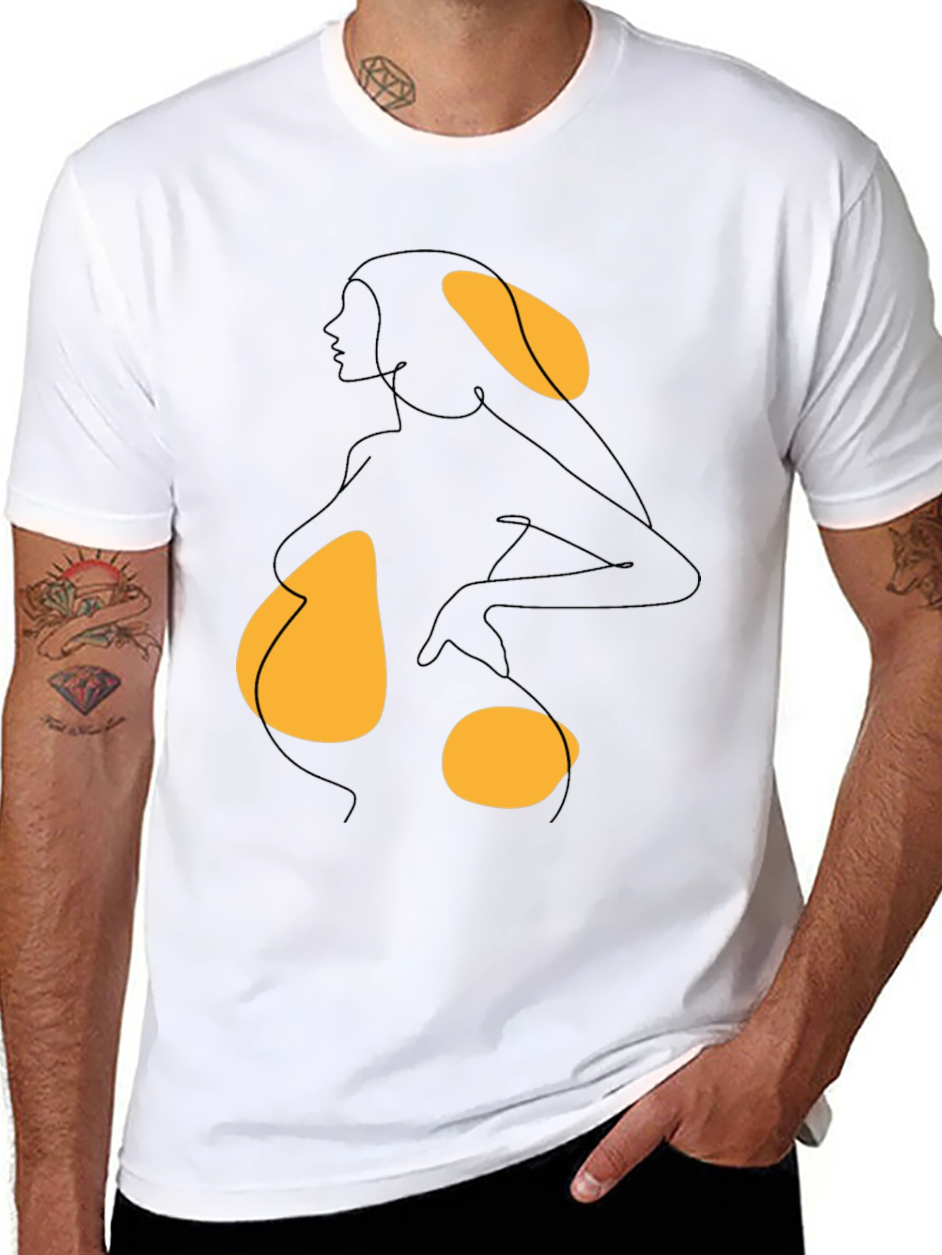 Abstract Woman Graphic Tee - Black