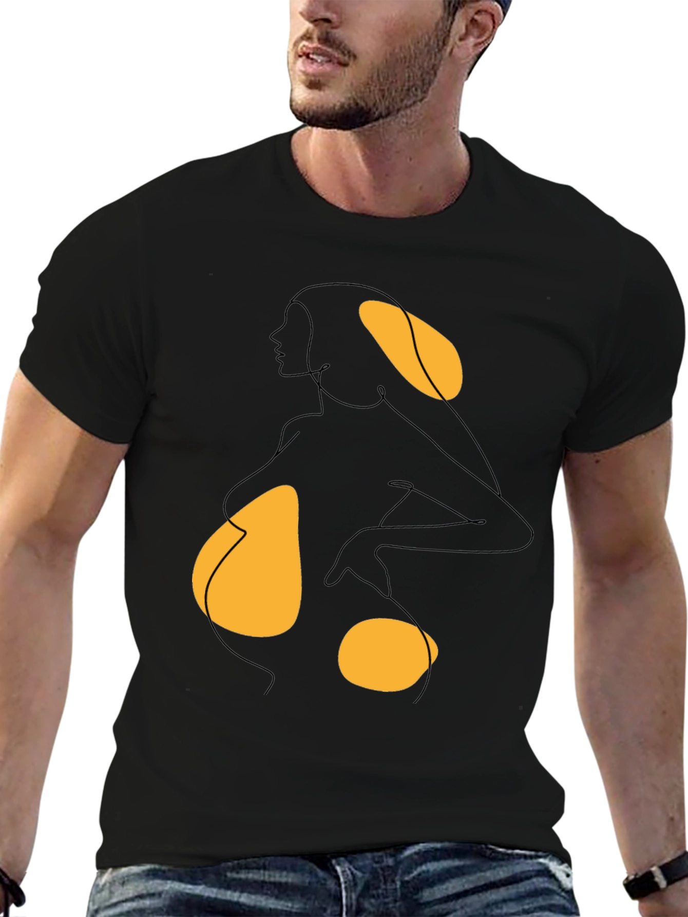 Abstract Woman Graphic Tee - Black
