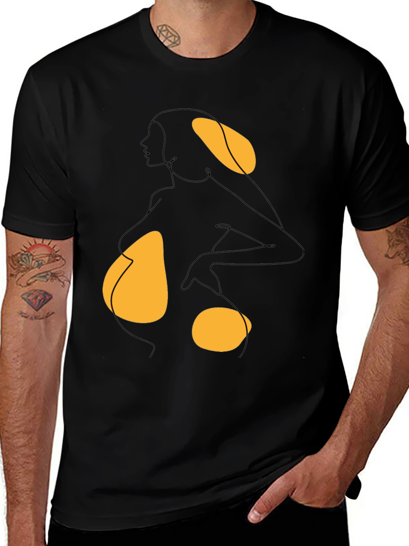 Abstract Woman Graphic Tee - Black