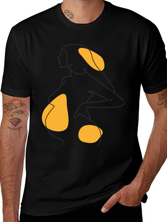 Abstract Woman Graphic Tee - Black