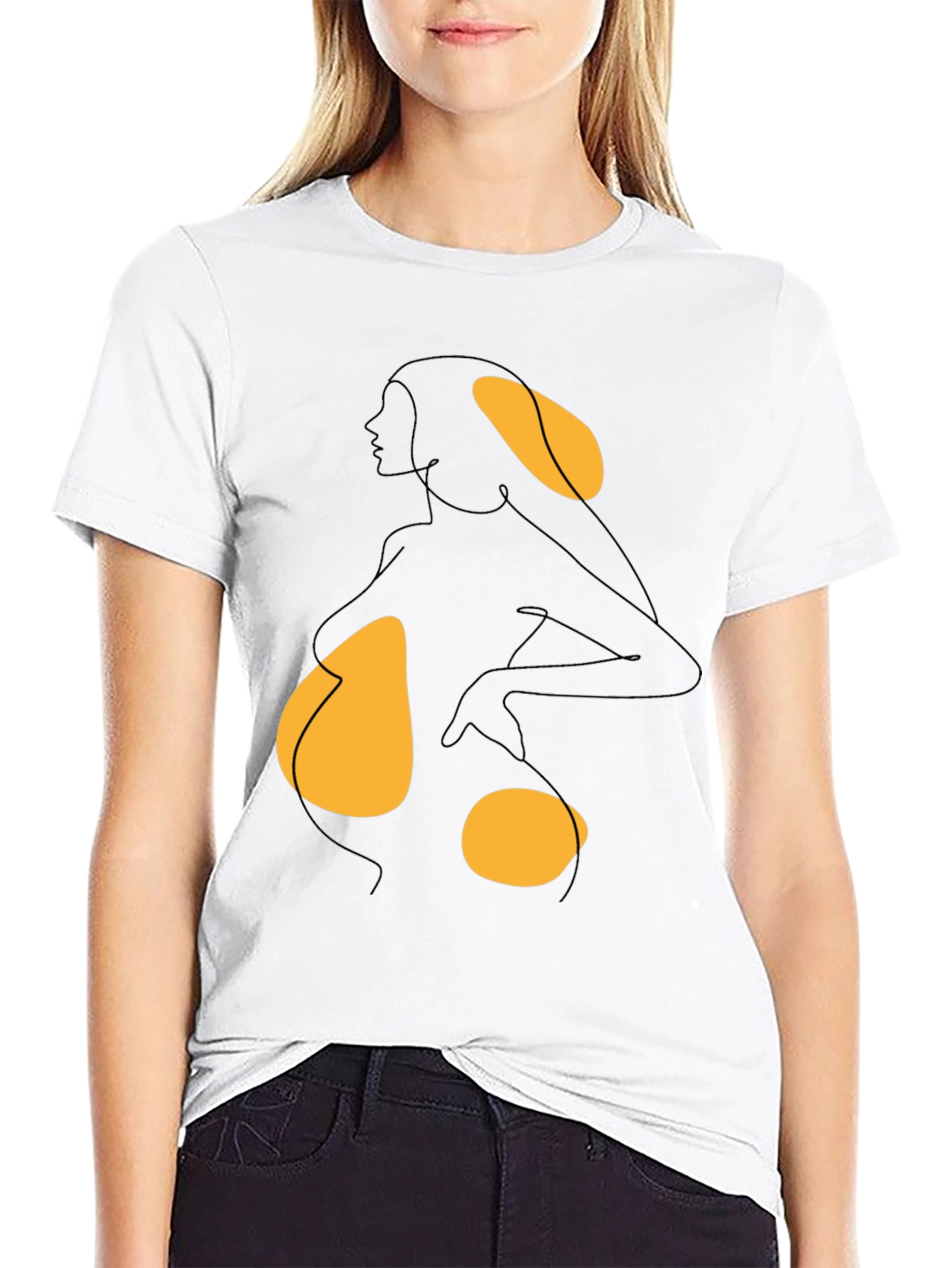 Abstract Woman Graphic Tee - Black