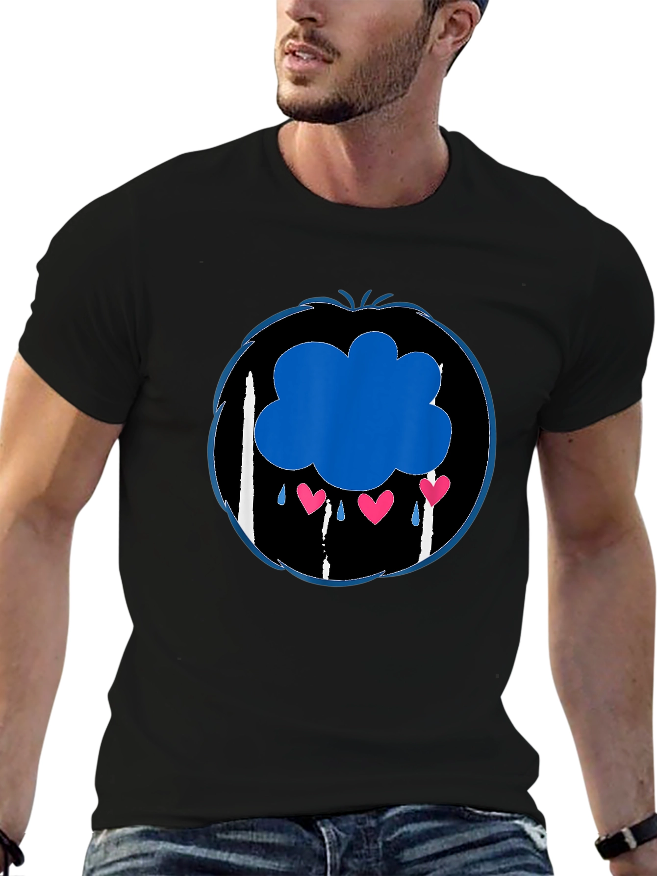 Grumpy Bear Inspired Graphic T-Shirt - Black