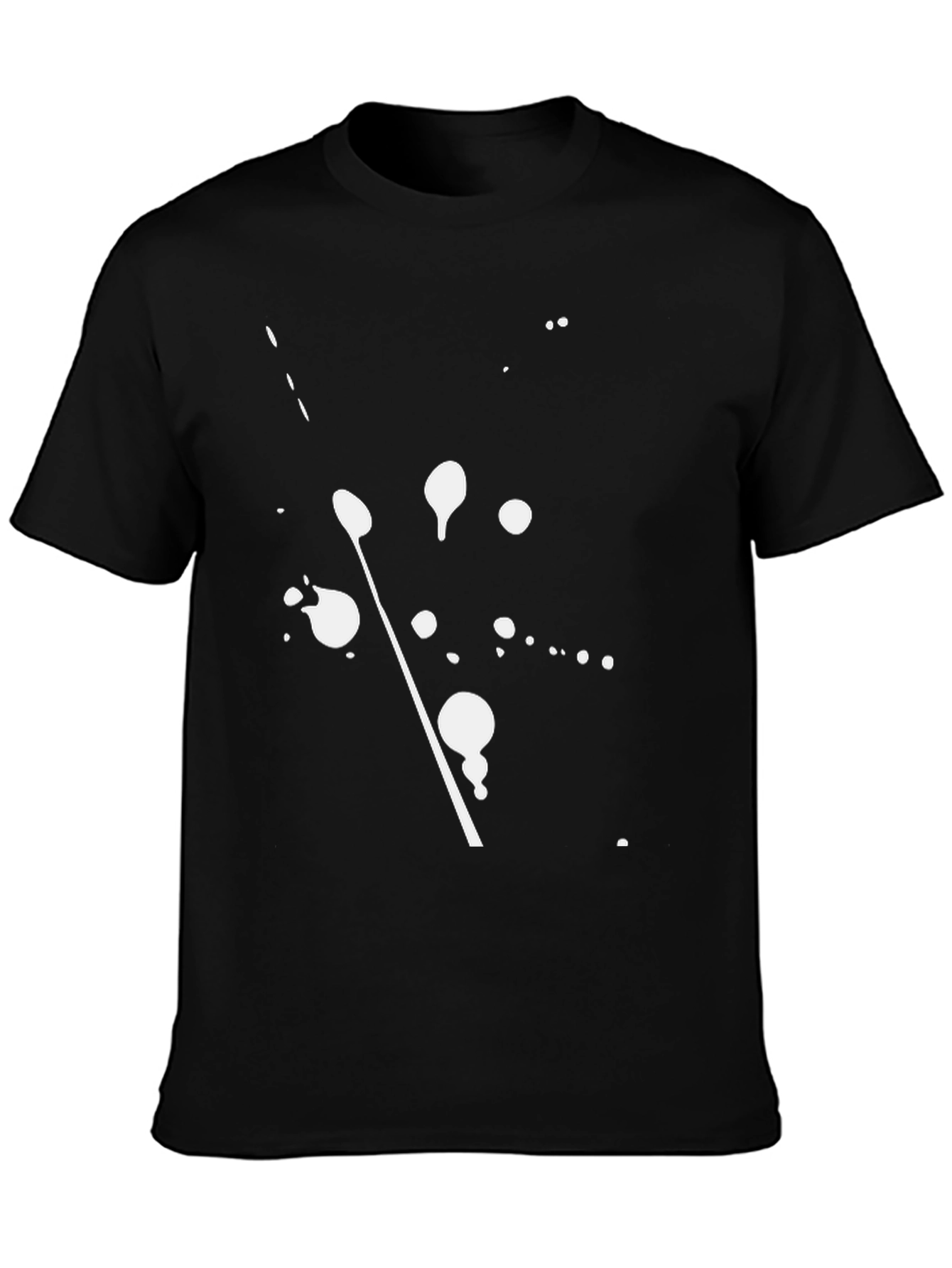 Modern Art Splatter Tee - Black Cotton Crew Neck