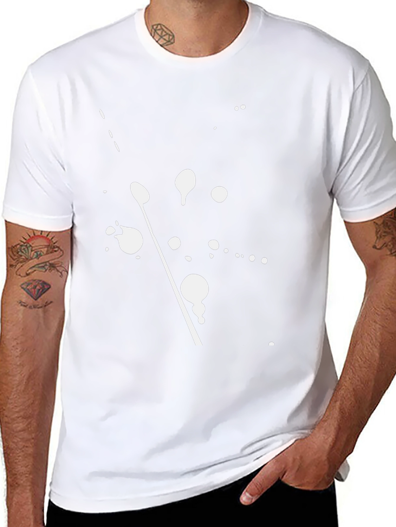 Modern Art Splatter Tee - Black Cotton Crew Neck