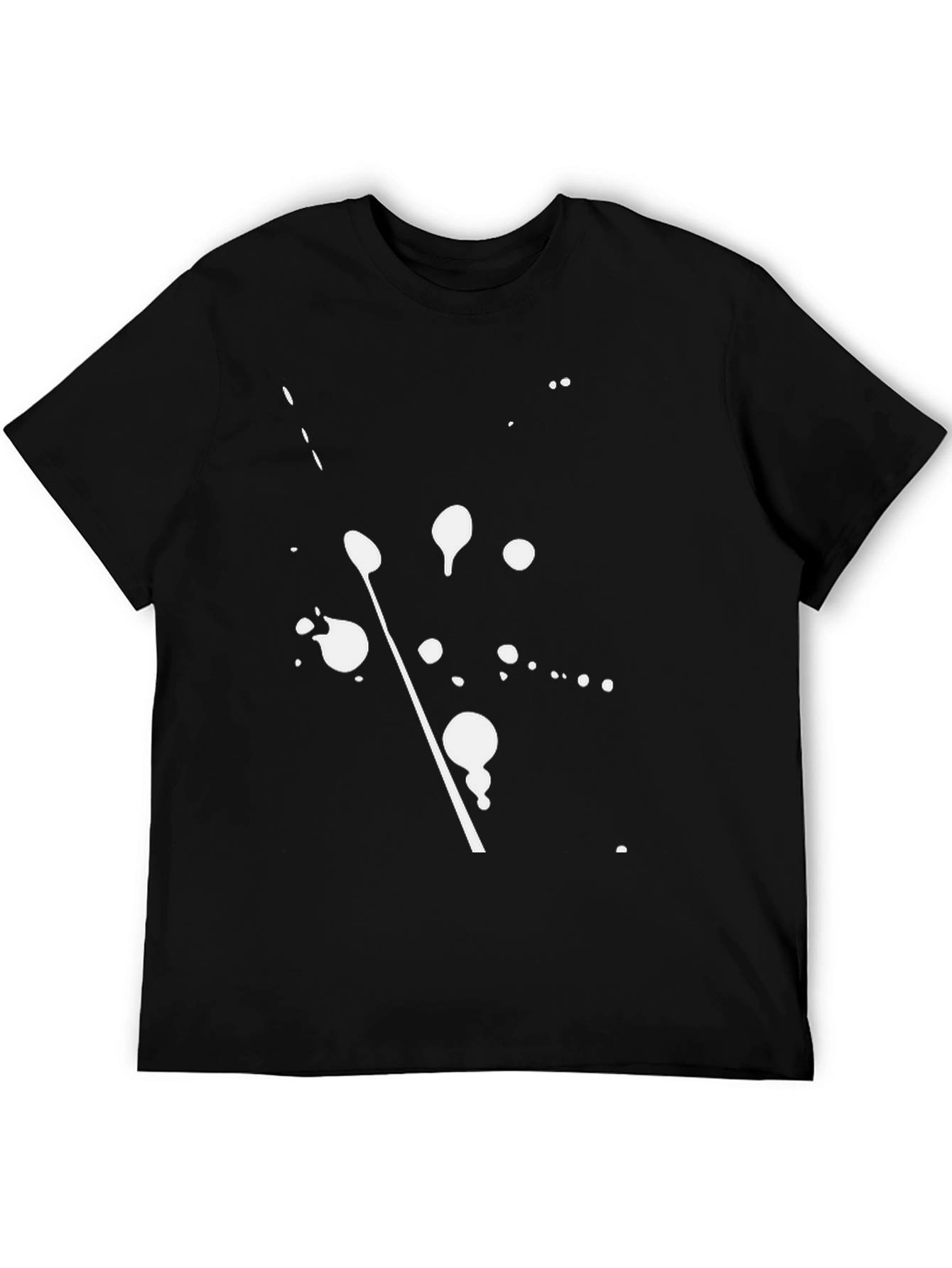 Modern Art Splatter Tee - Black Cotton Crew Neck