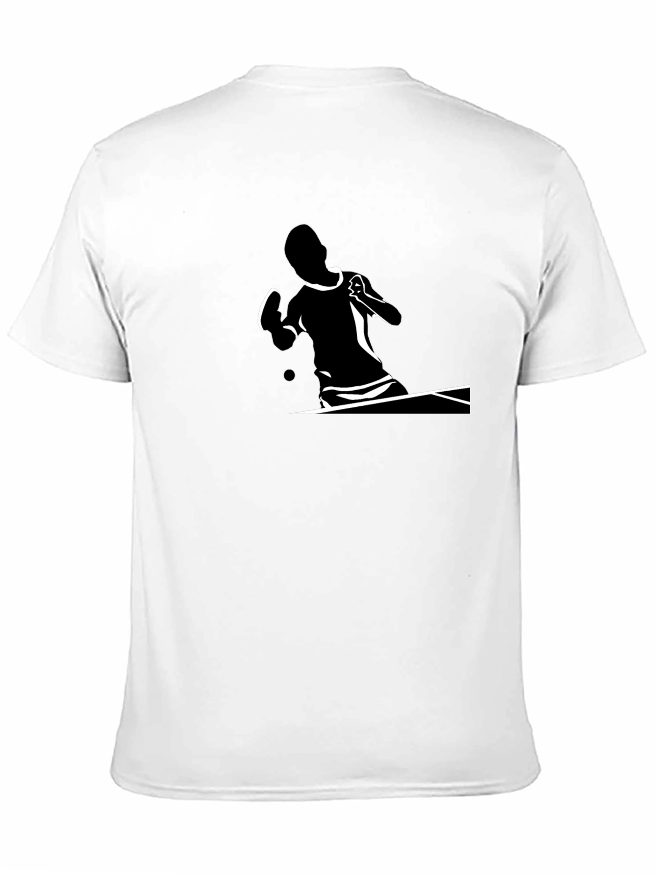 Stylish Black T-Shirt with Table Tennis Player Design