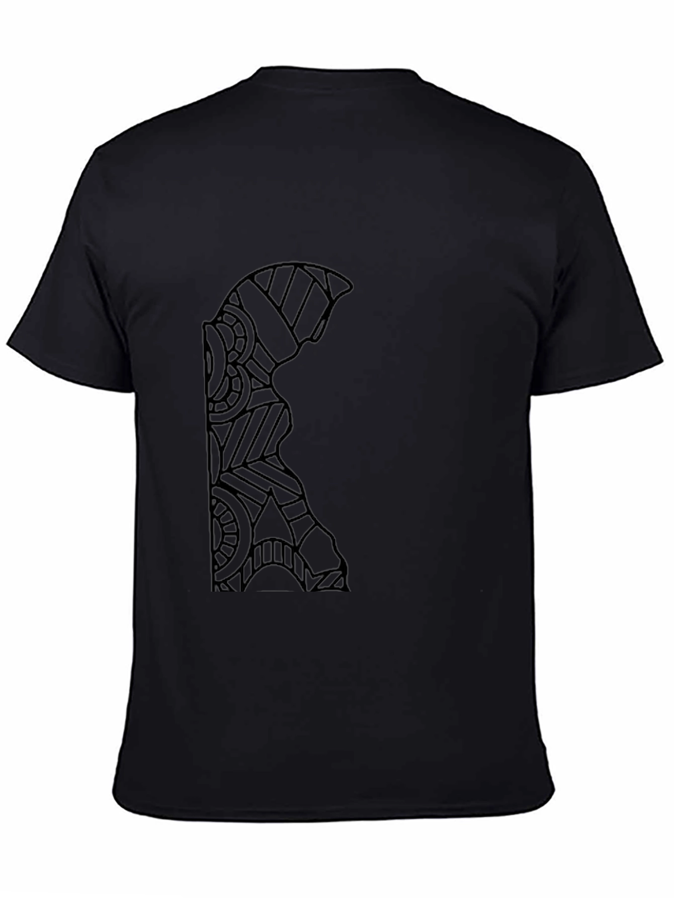 Geometric Warrior Design Black T-Shirt