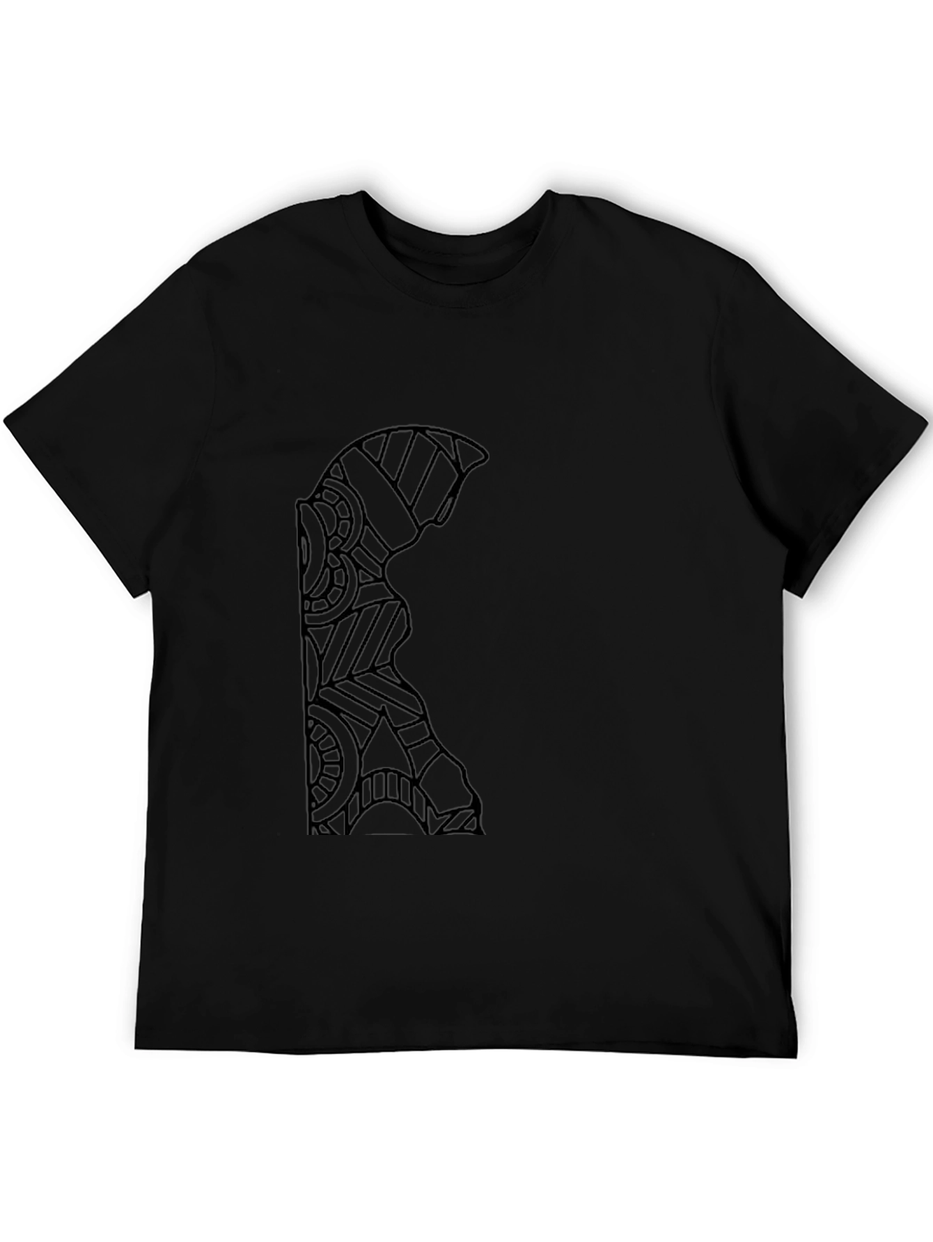 Geometric Warrior Design Black T-Shirt