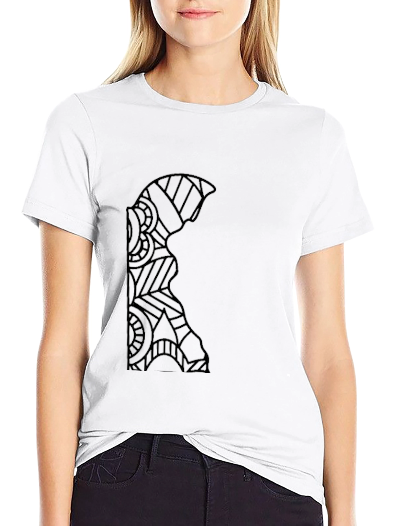 Geometric Warrior Design Black T-Shirt