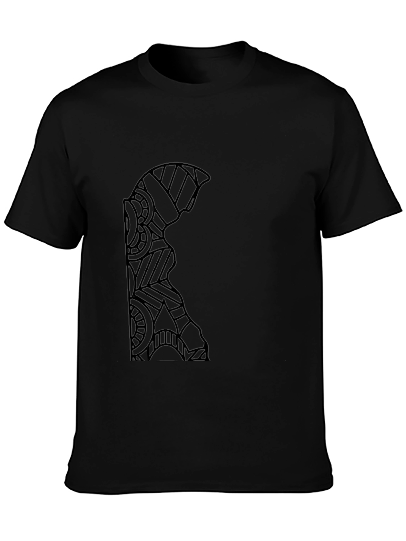 Geometric Warrior Design Black T-Shirt