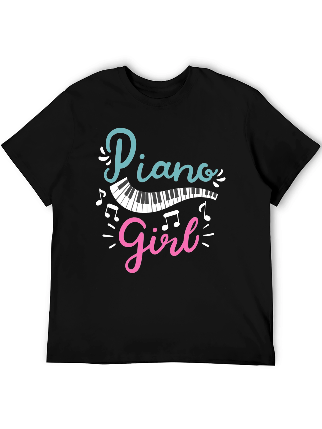 Piano Girl Black T-Shirt - Music Lover Tee