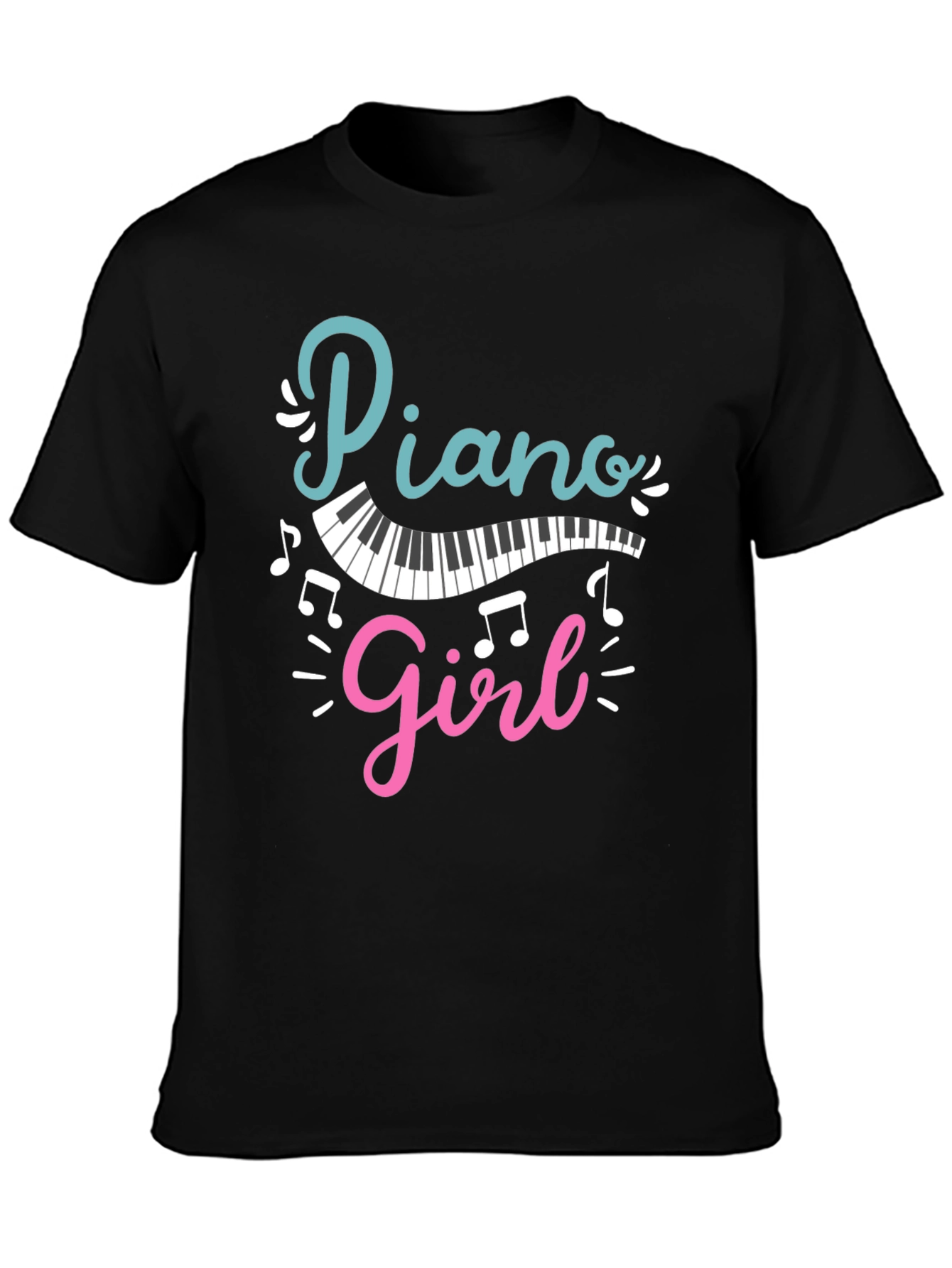 Piano Girl Black T-Shirt - Music Lover Tee