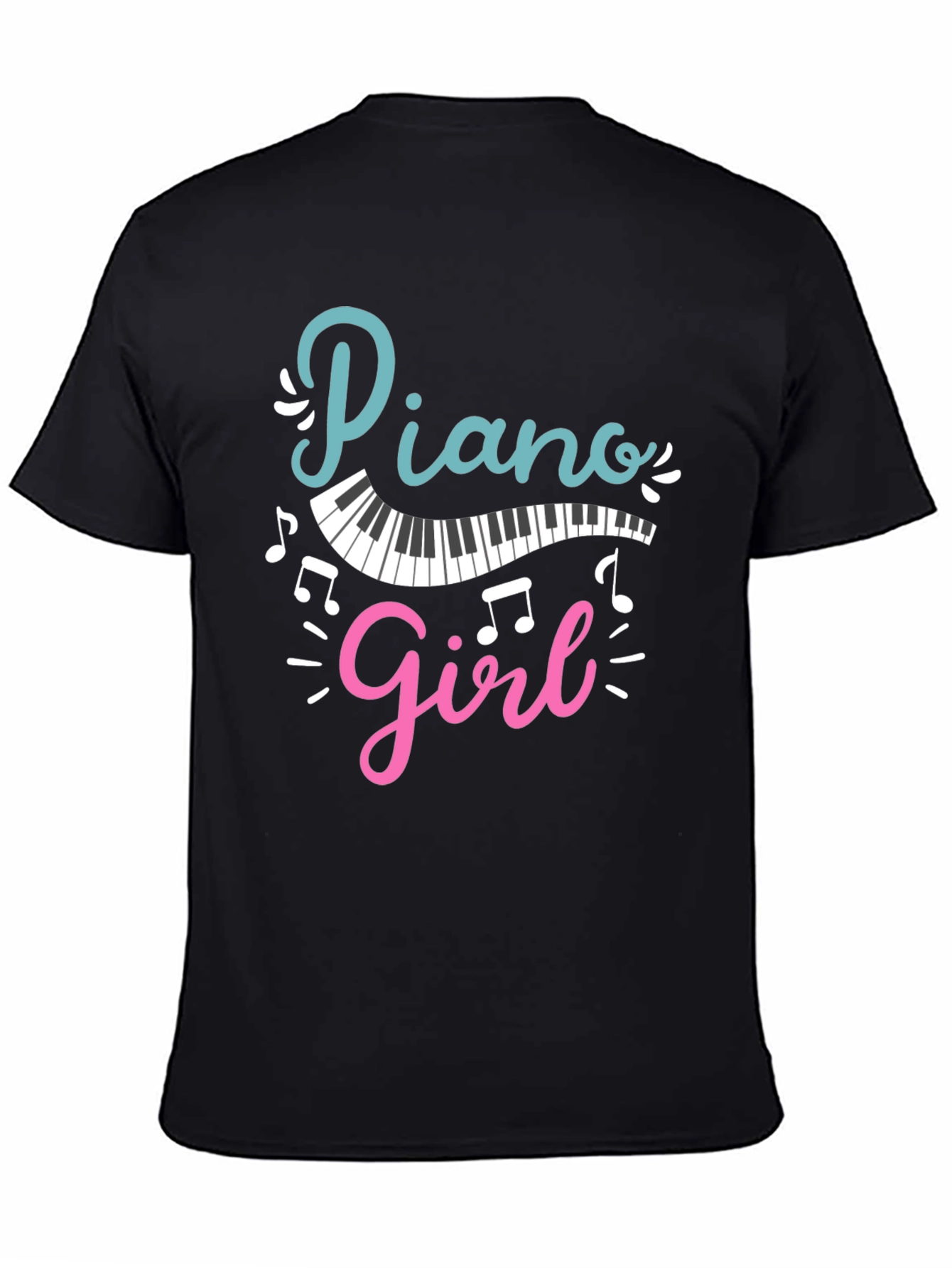 Piano Girl Black T-Shirt - Music Lover Tee