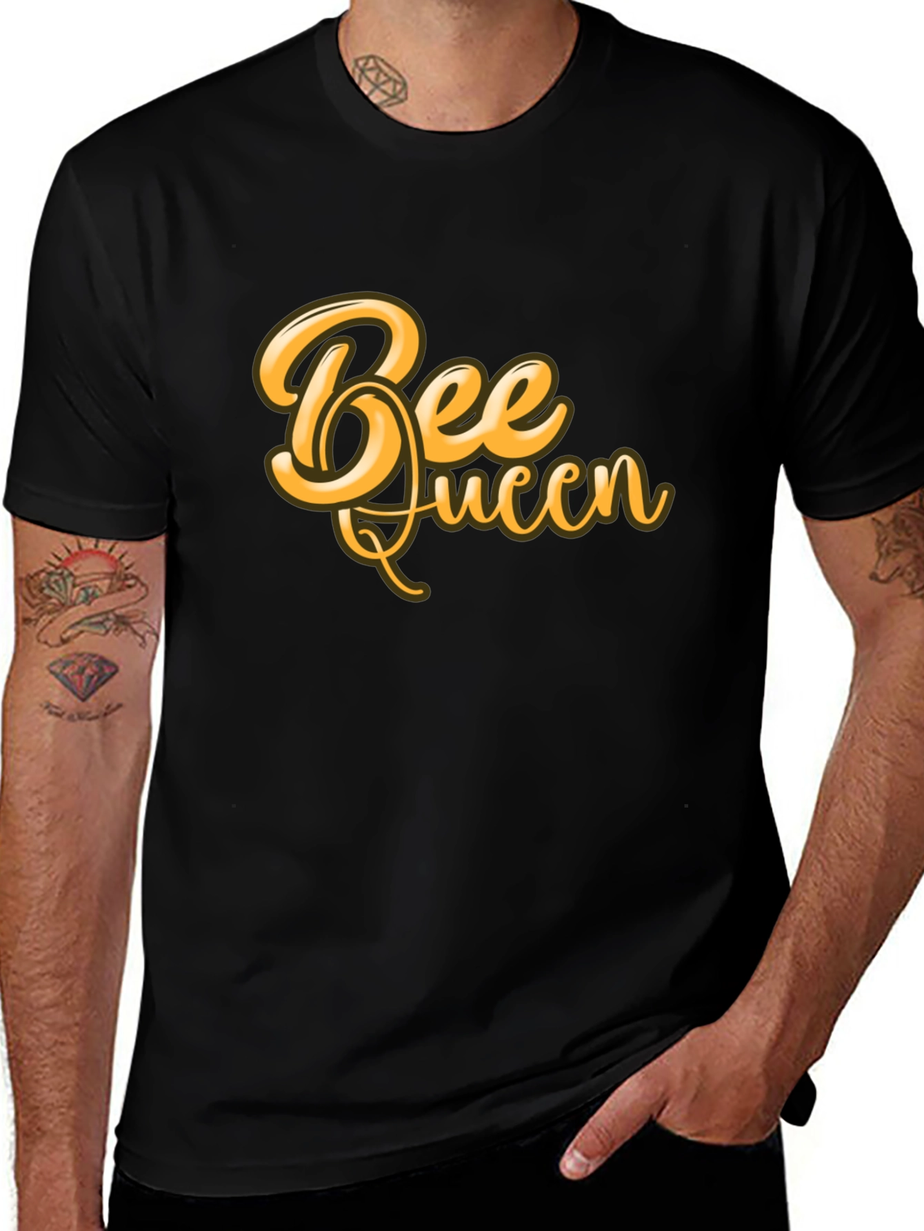 Bee Queen Graphic T-Shirt - Black Cotton Blend