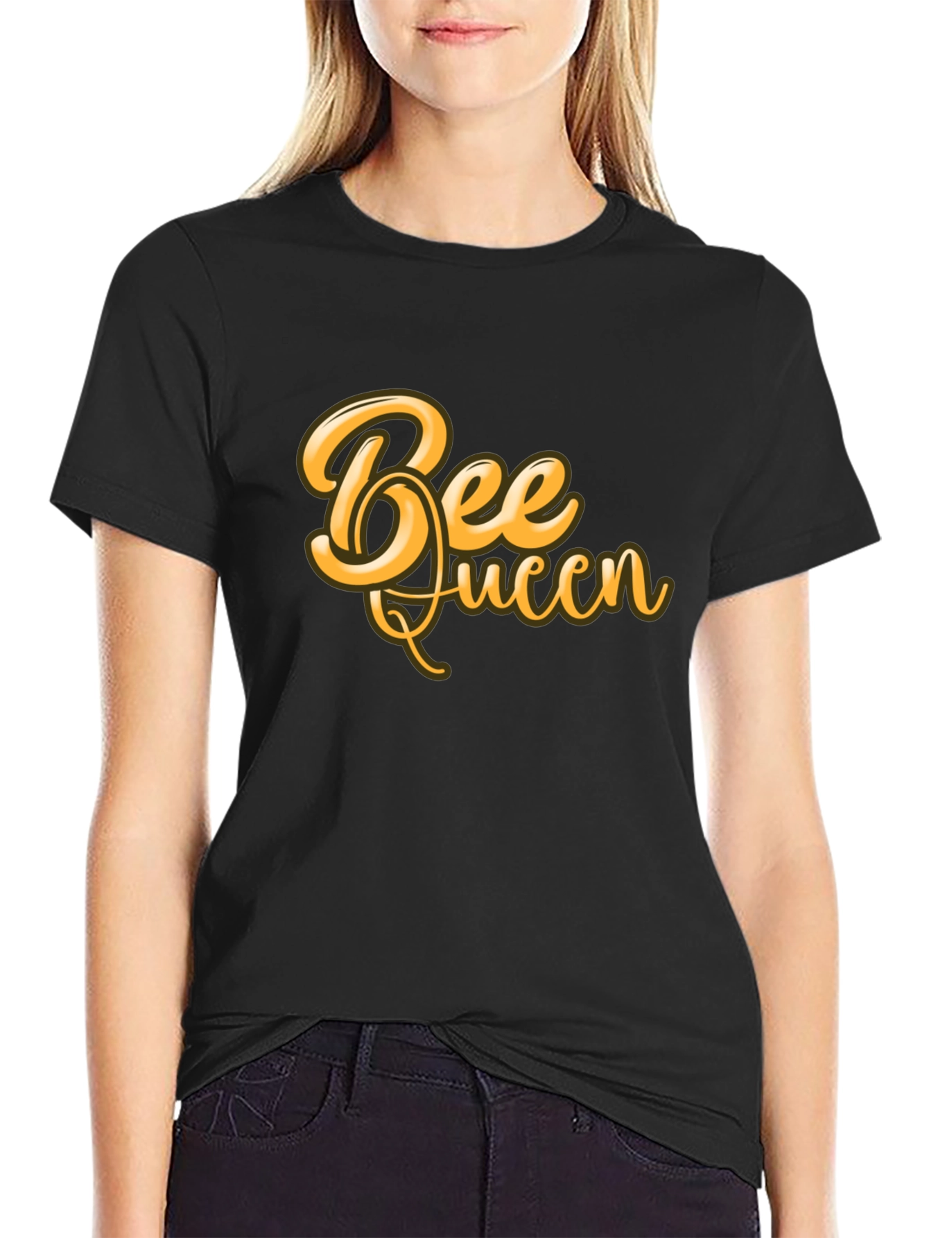 Bee Queen Graphic T-Shirt - Black Cotton Blend