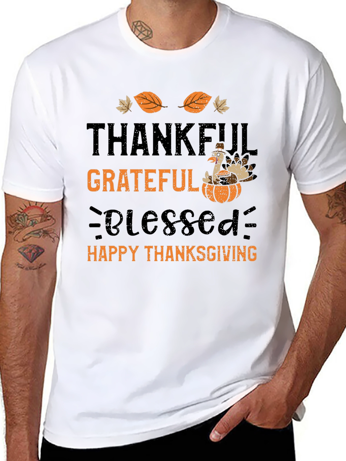 Thankful Grateful Blessed Thanksgiving T-Shirt