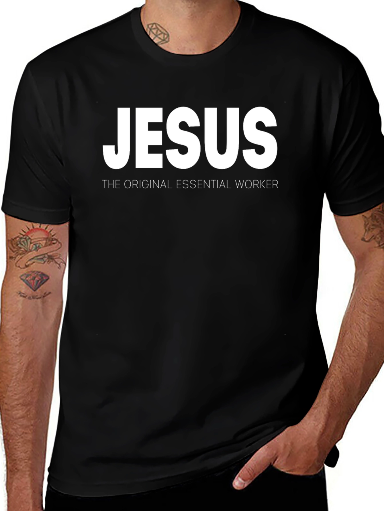 Jesus Original Essential Worker Black T-Shirt