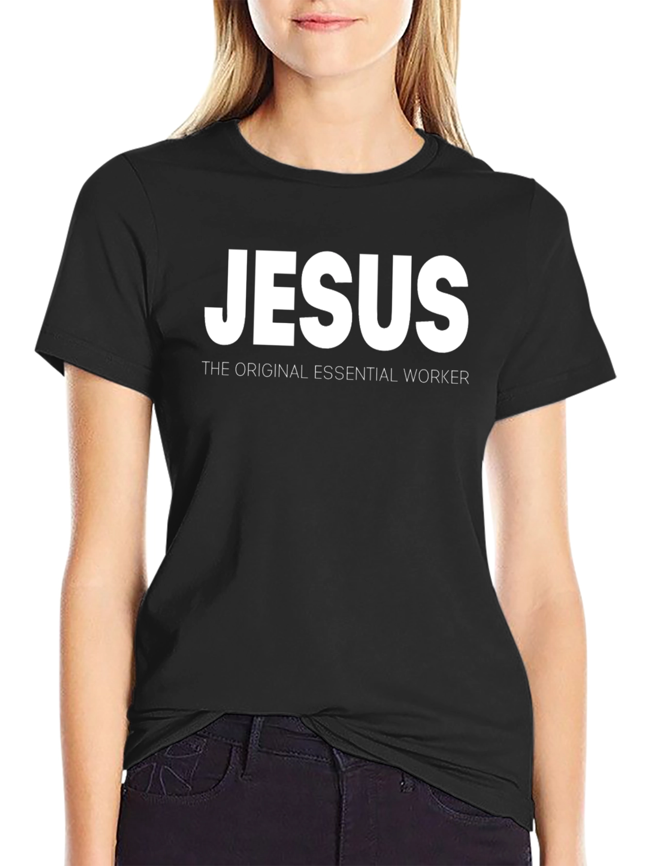 Jesus Original Essential Worker Black T-Shirt