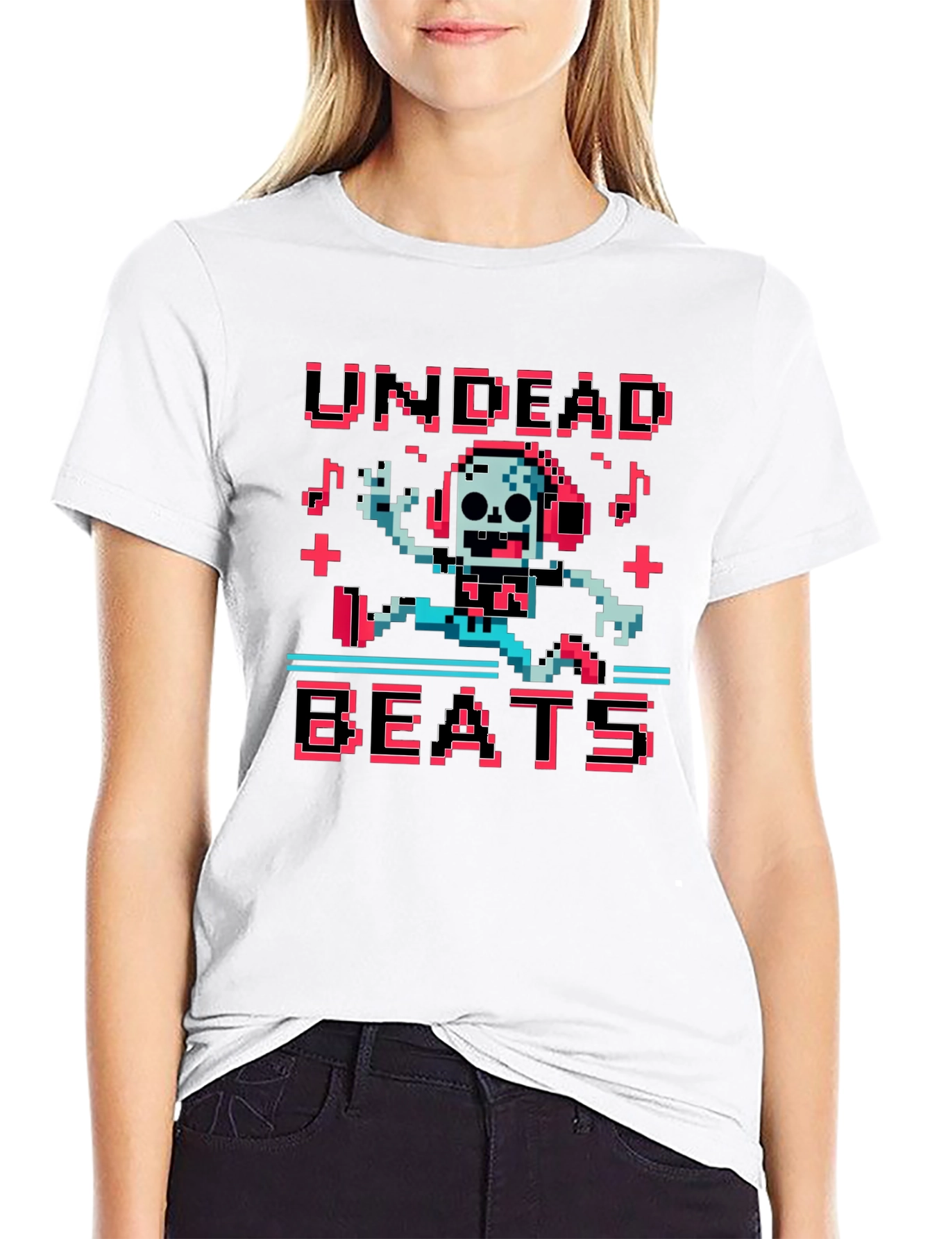 Undead Beats Pixel Art Graphic T-Shirt