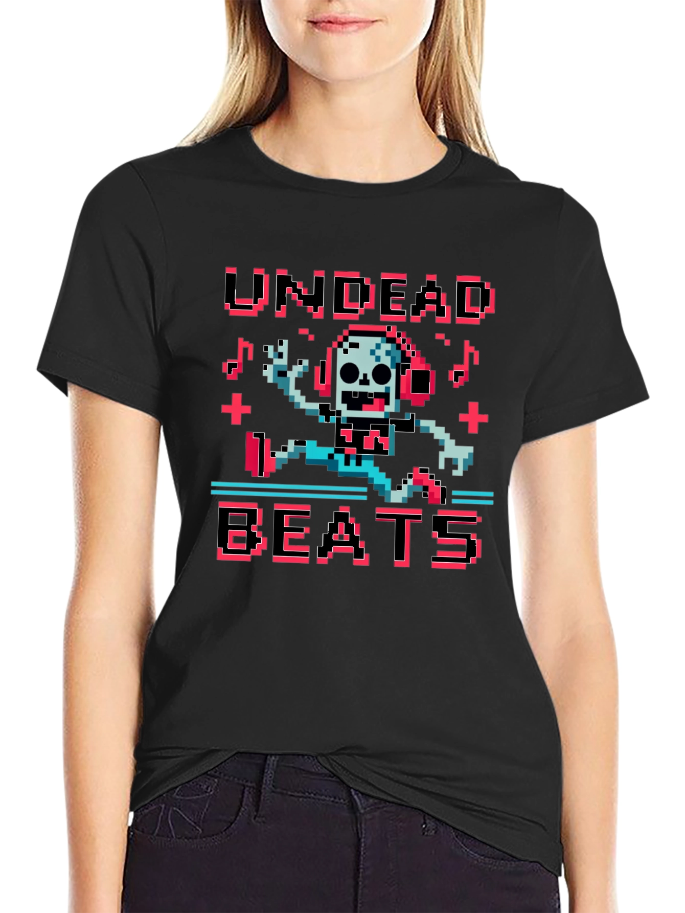 Undead Beats Pixel Art Graphic T-Shirt