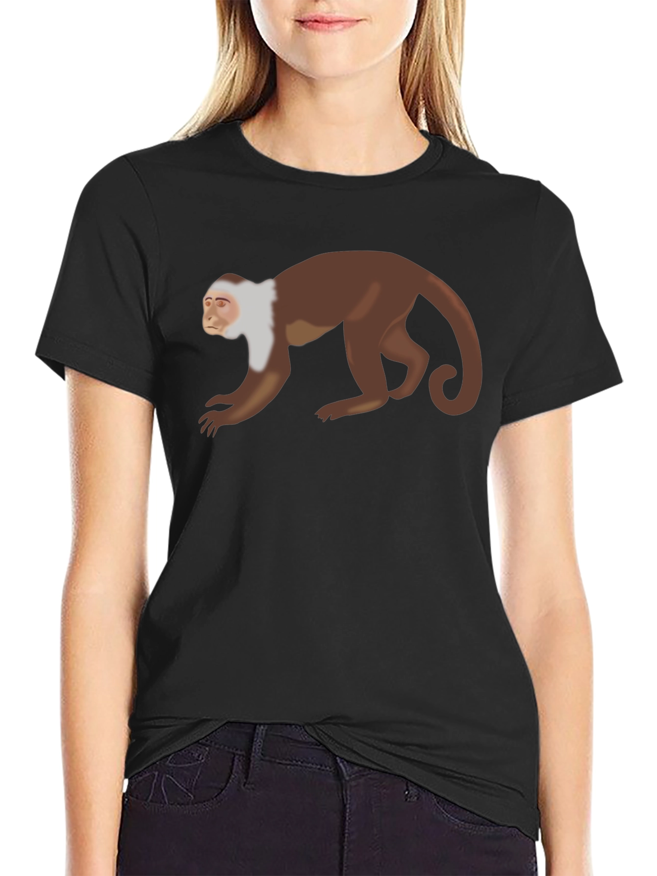 Capuchin Monkey Graphic T-Shirt - Unisex Black Tee