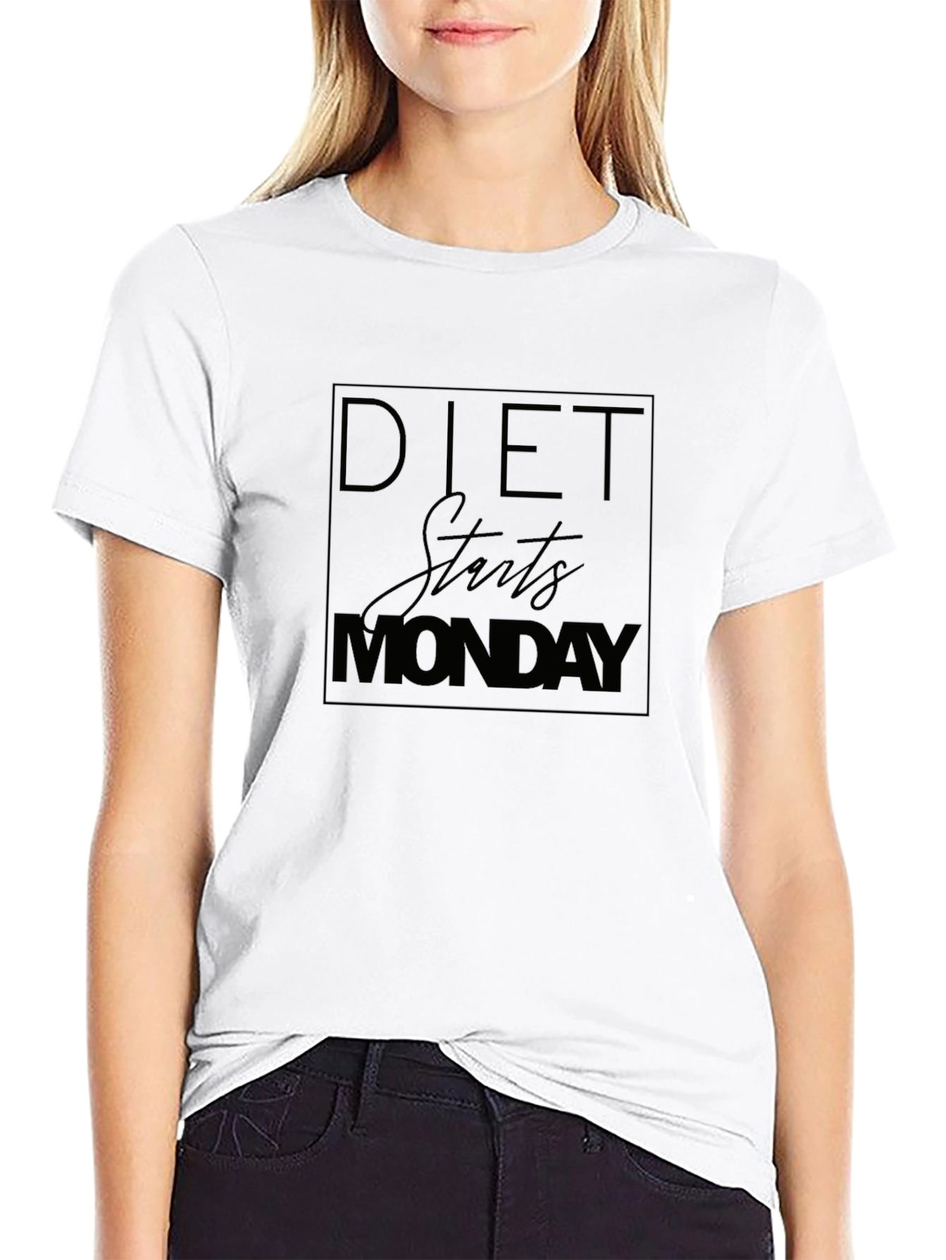 Diet Starts Monday T-Shirt Funny Slogan Tee