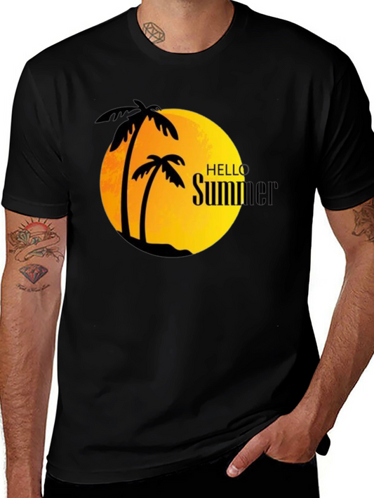 Hello Summer Black Graphic T-Shirt
