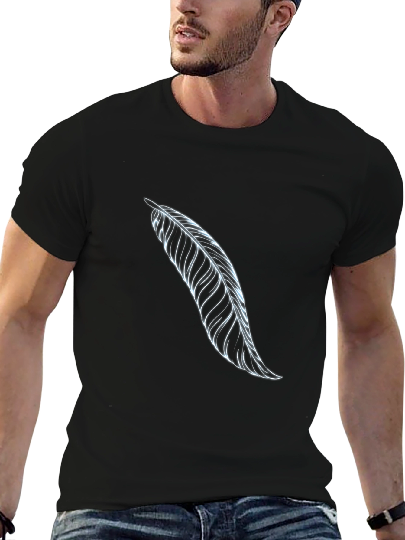 Feather Graphic Black T-Shirt