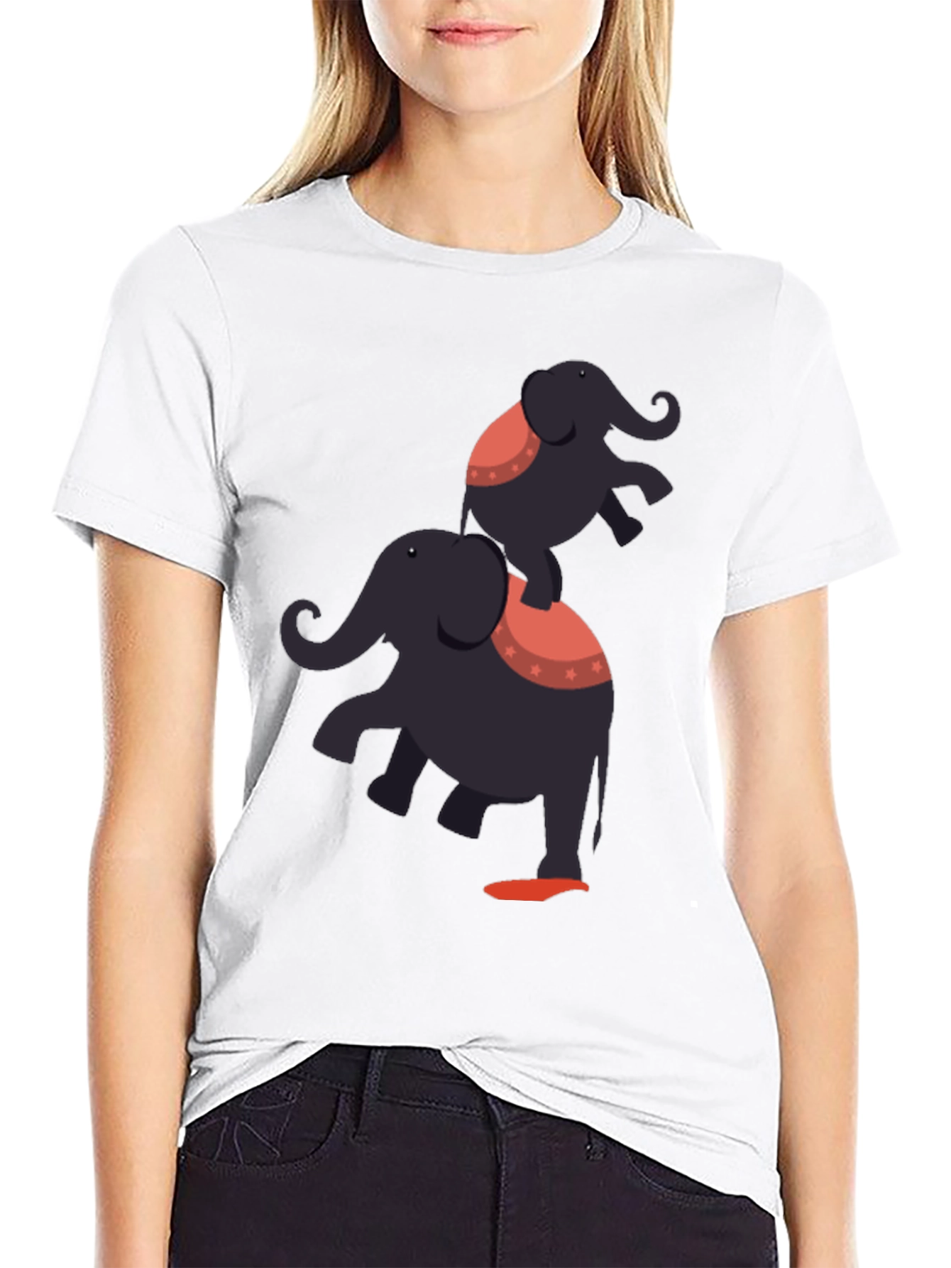 Elephant Stack T-Shirt - Black Graphic Tee