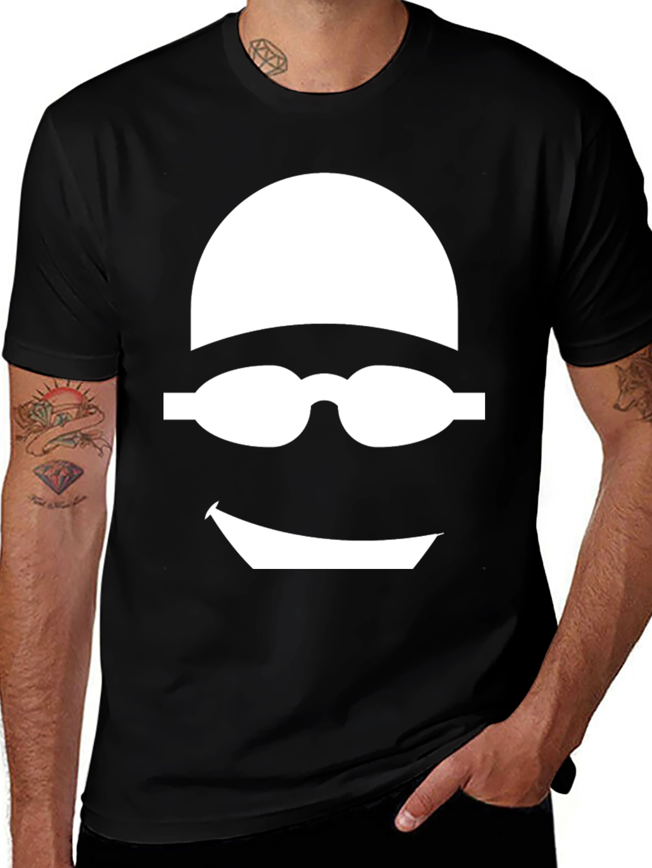 Swimmer Graphic Tee - Black Cotton T-Shirt