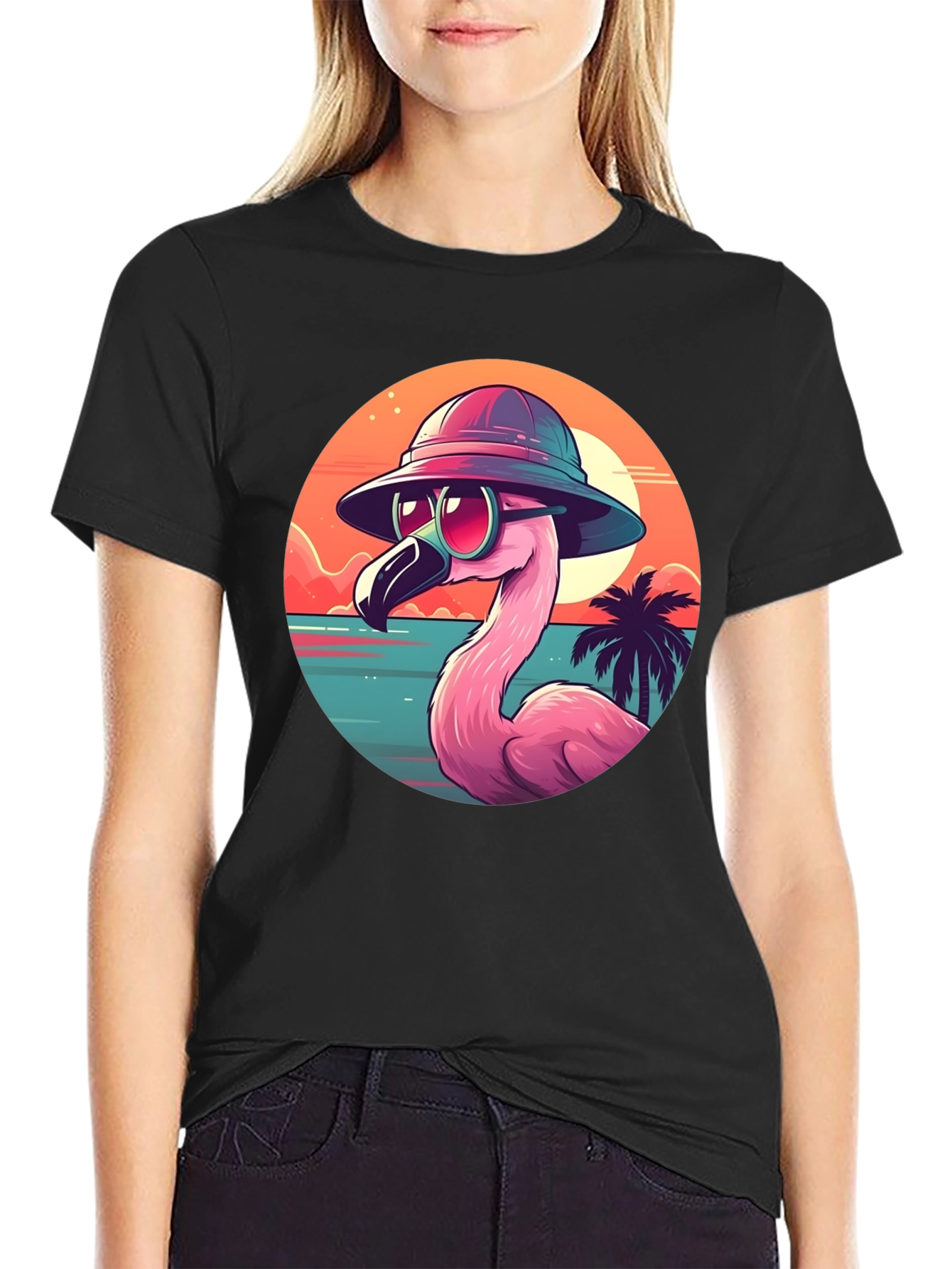 Cool Flamingo Graphic Tee - Tropical Beach Vibes