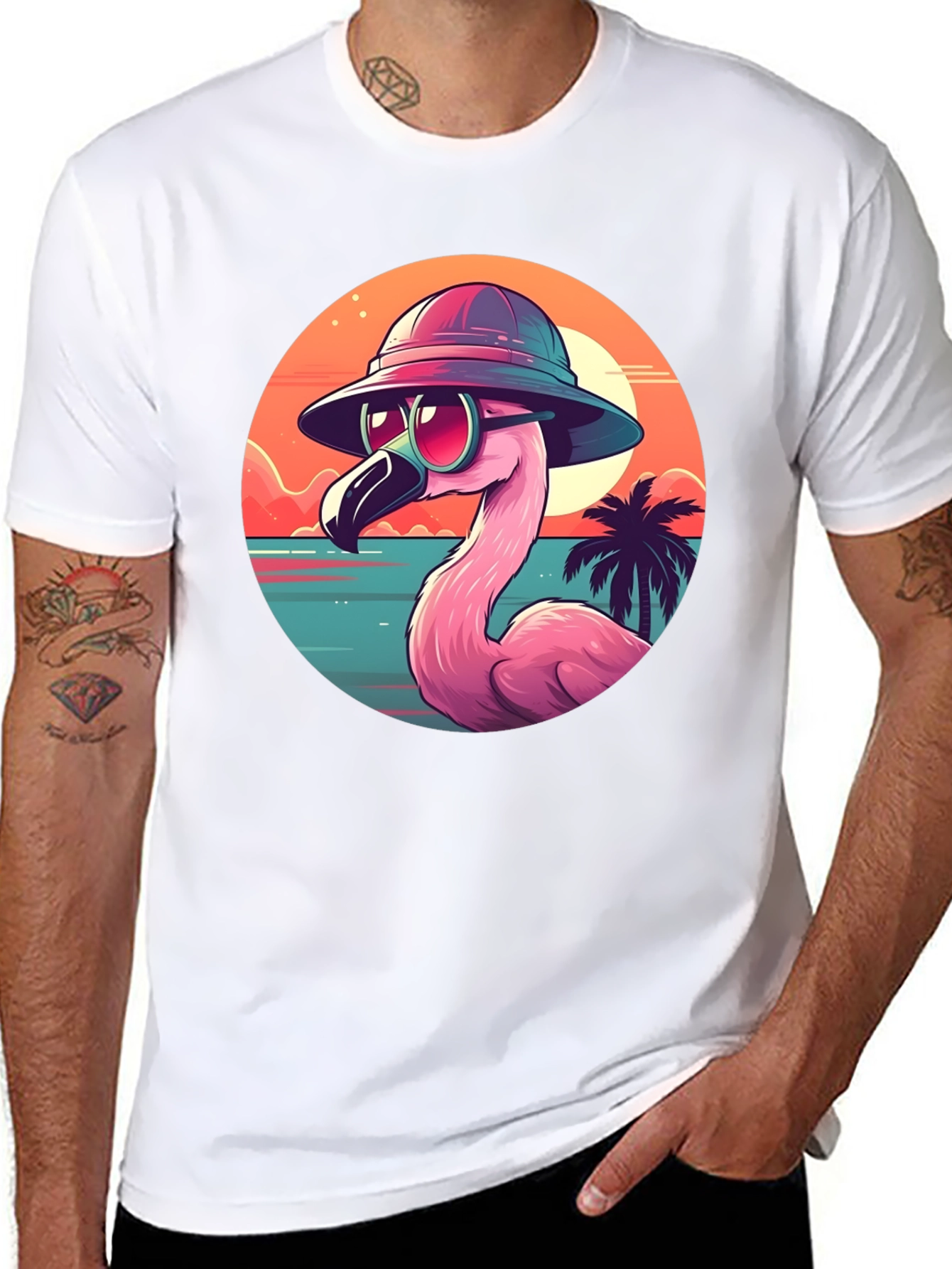 Cool Flamingo Graphic Tee - Tropical Beach Vibes