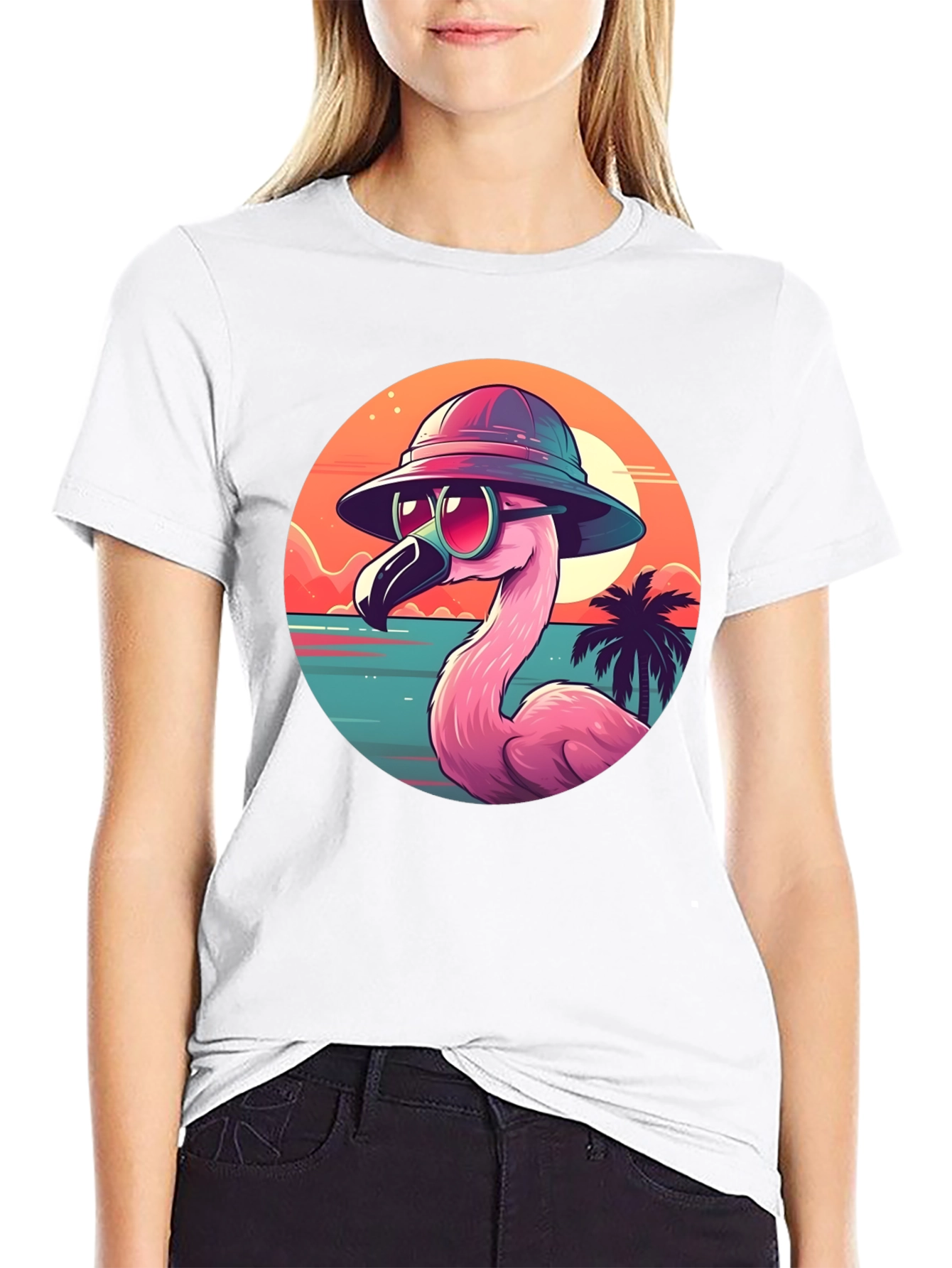 Cool Flamingo Graphic Tee - Tropical Beach Vibes