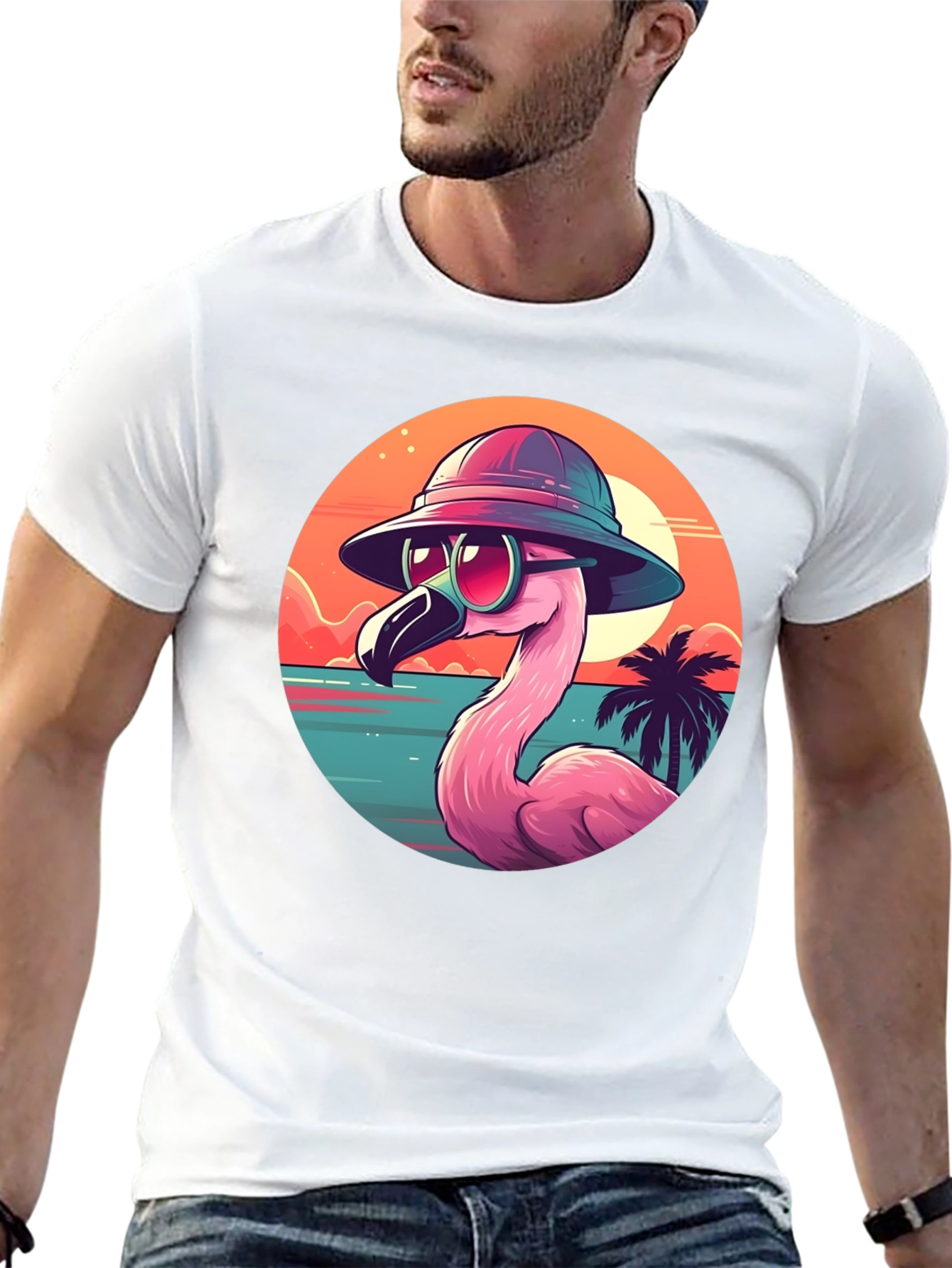 Cool Flamingo Graphic Tee - Tropical Beach Vibes