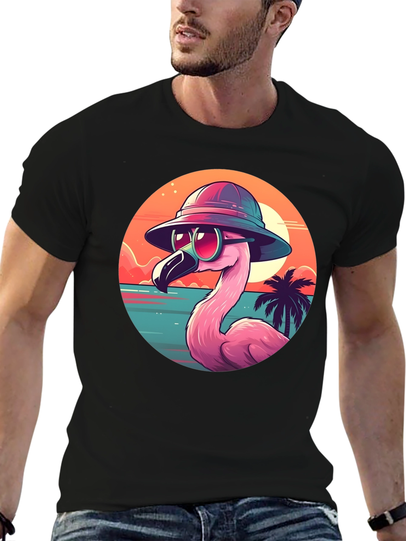 Cool Flamingo Graphic Tee - Tropical Beach Vibes