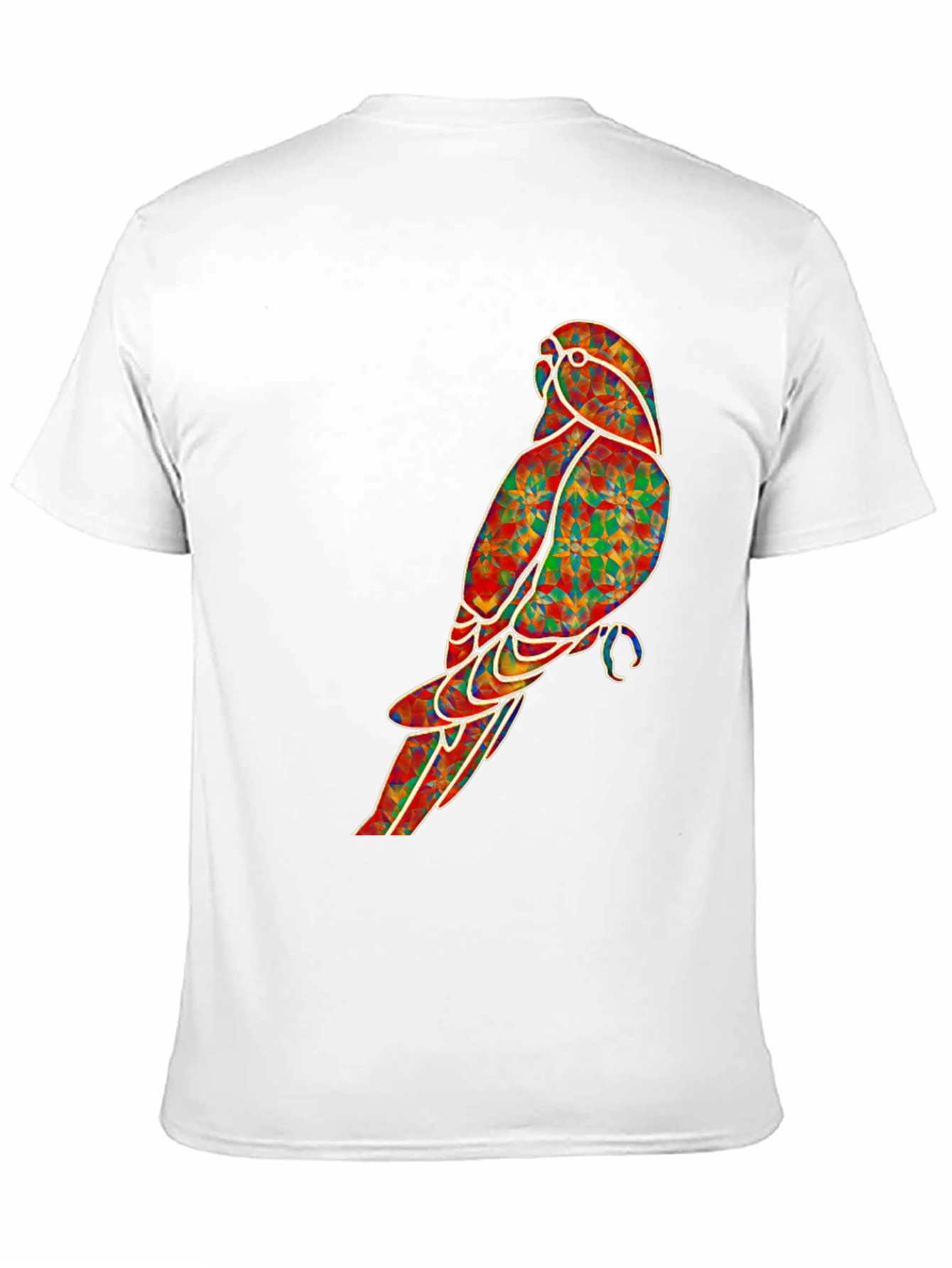 Geometric Parrot Graphic Tee - Black Cotton T-Shirt