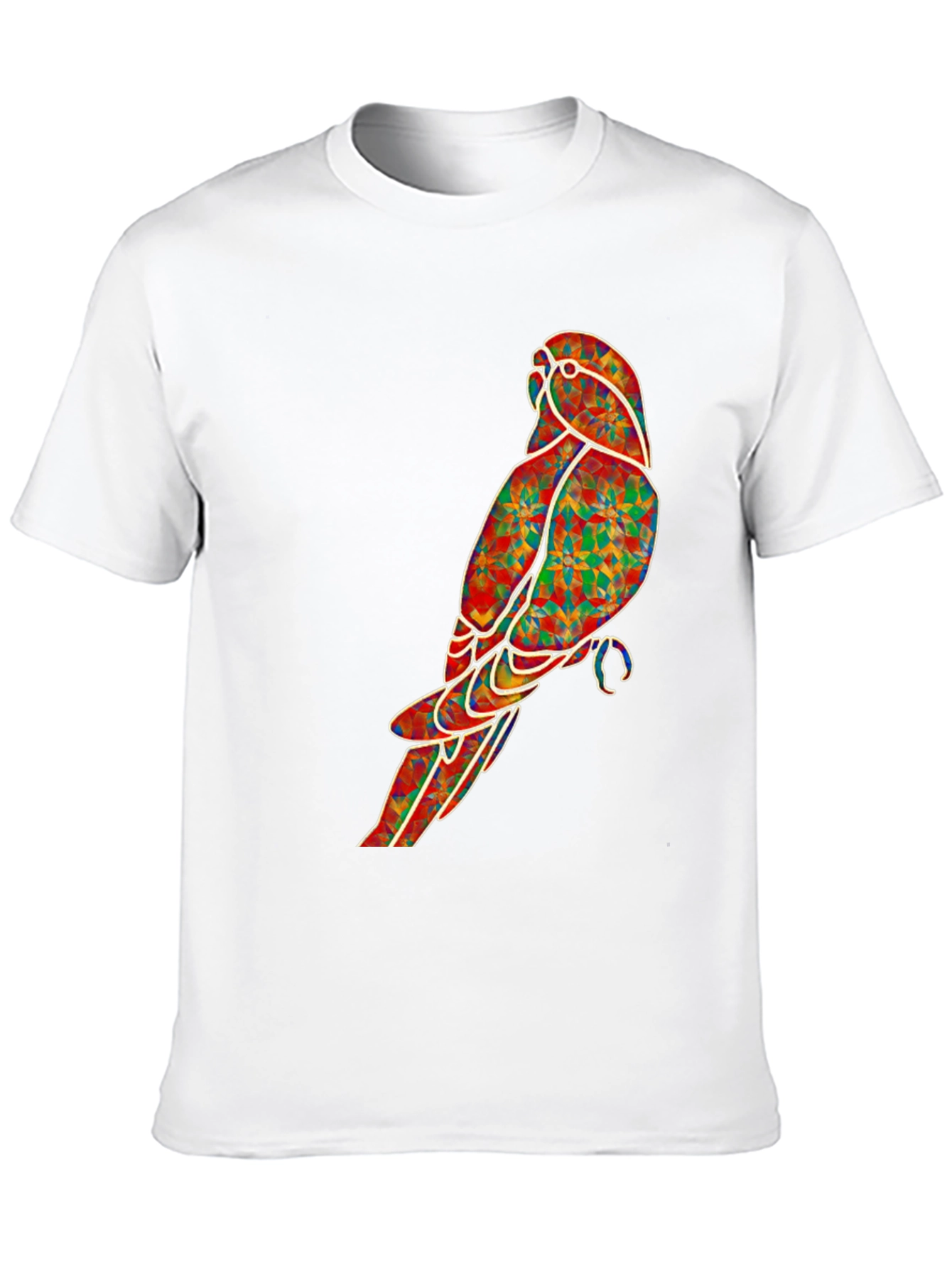 Geometric Parrot Graphic Tee - Black Cotton T-Shirt