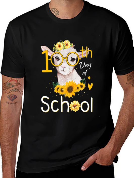 100th Day of School Llama Sunflower T-Shirt