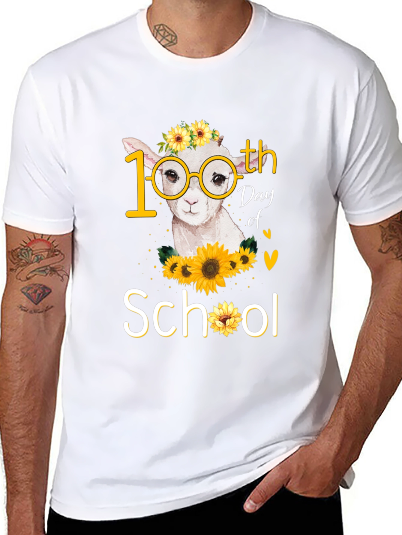 100th Day of School Llama Sunflower T-Shirt