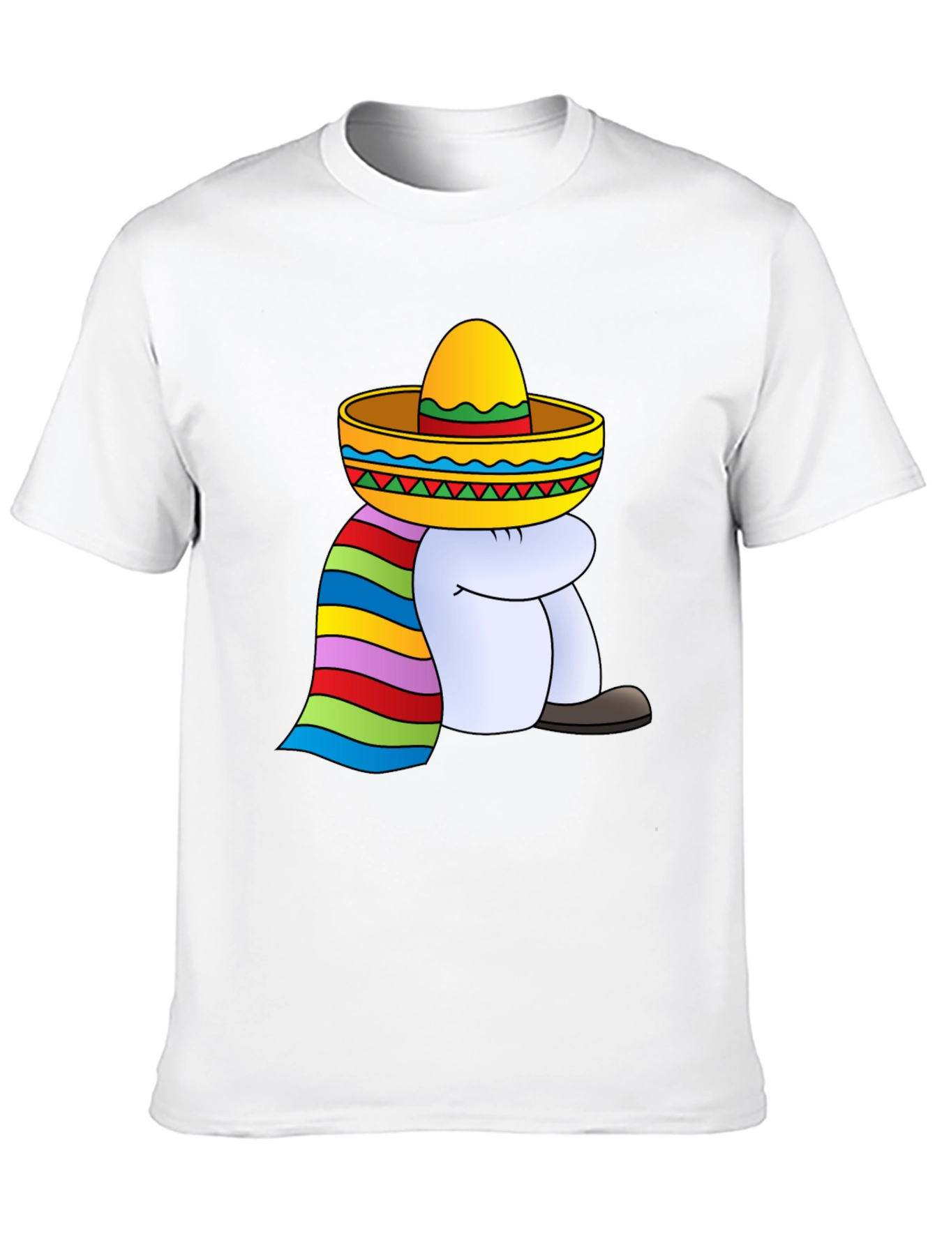 T-Shirt with Cartoon Sombrero Figure