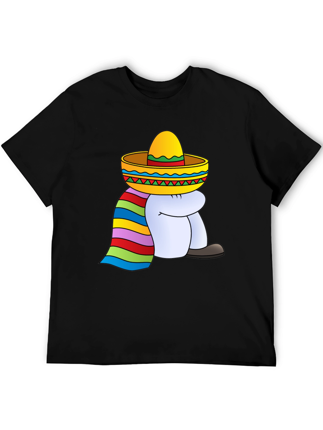 T-Shirt with Cartoon Sombrero Figure