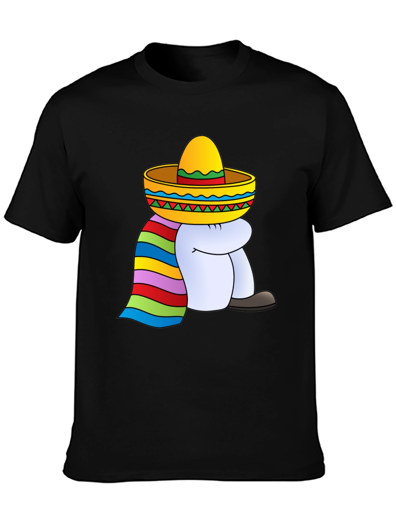 T-Shirt with Cartoon Sombrero Figure