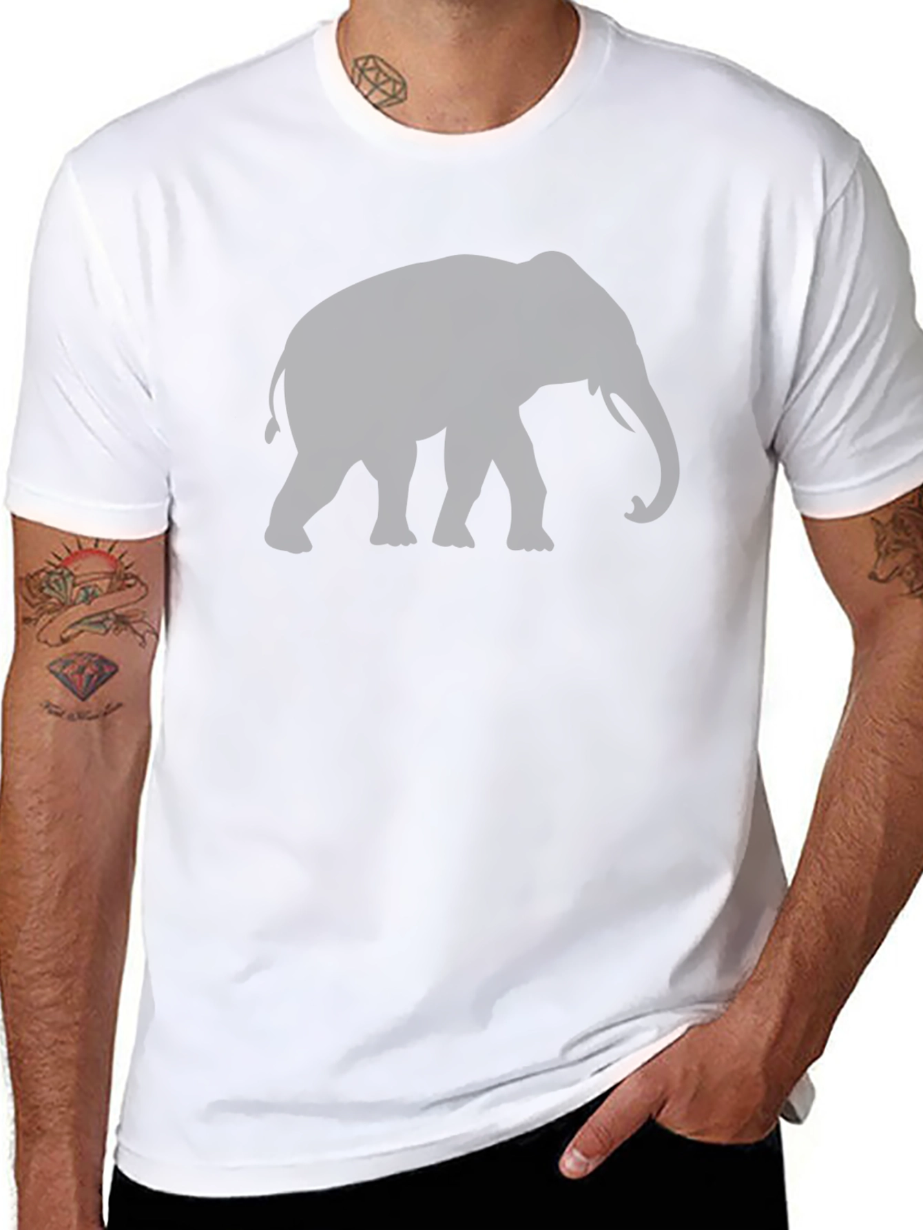 Elephant Silhouette Graphic T-Shirt - Black