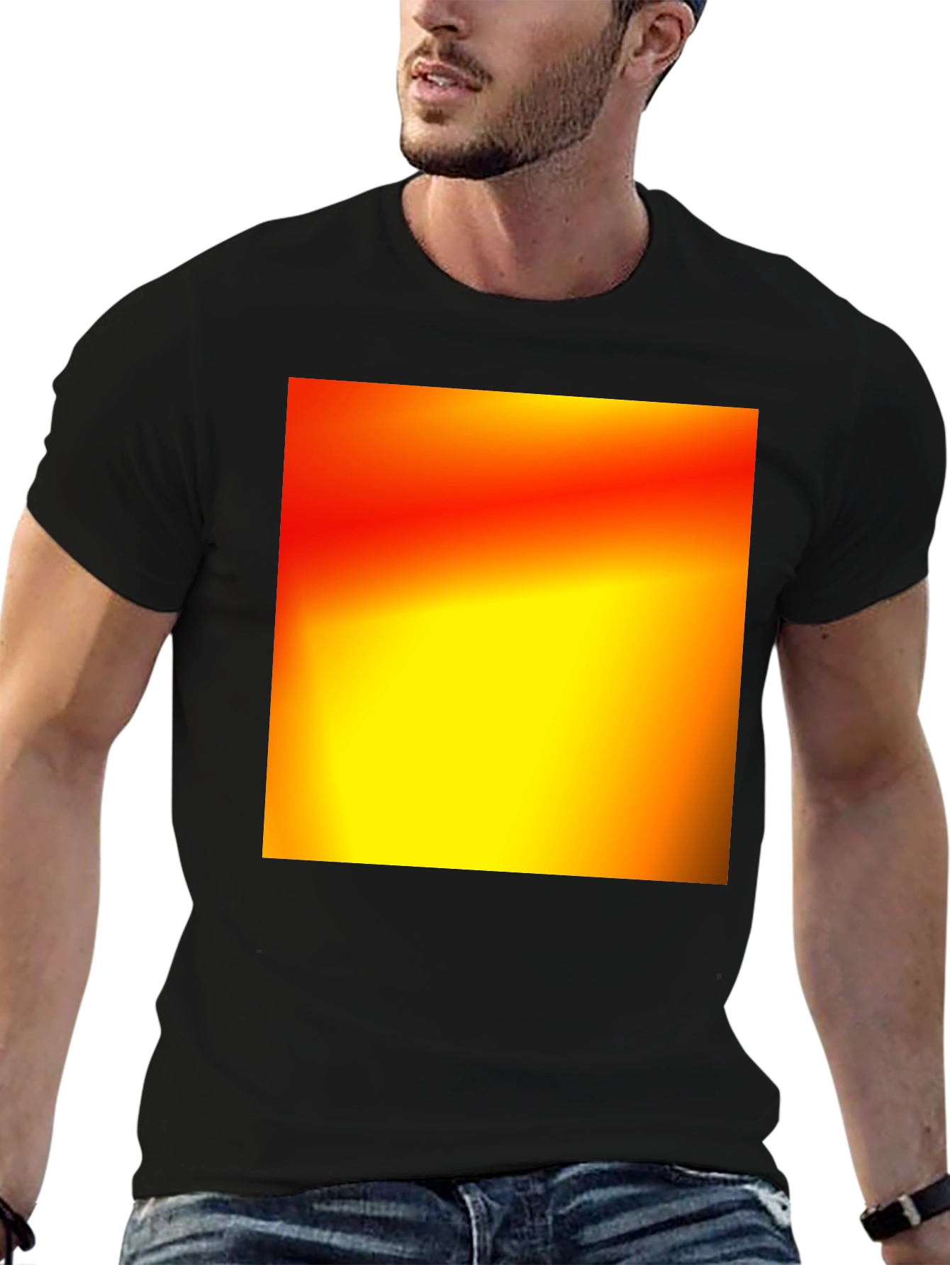 Bold Black T-Shirt with Abstract Gradient Design
