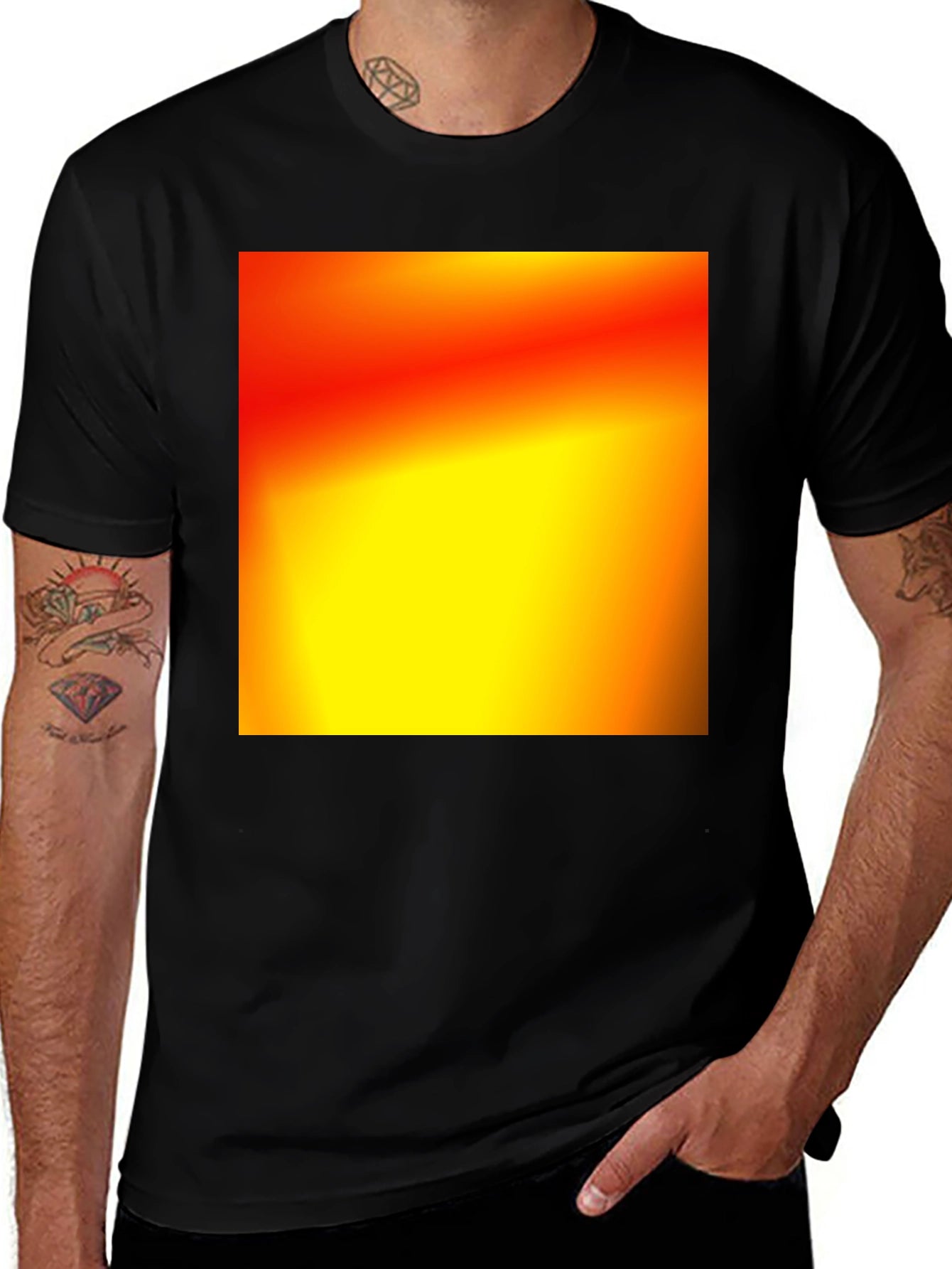 Bold Black T-Shirt with Abstract Gradient Design