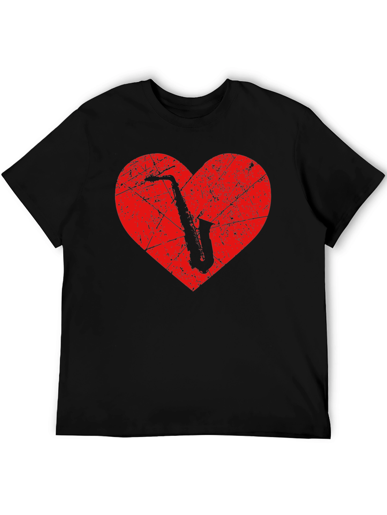Saxophone Heart Graphic T-Shirt - Music Lover Tee