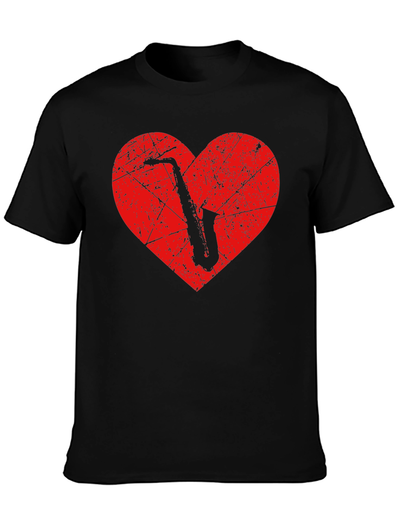 Saxophone Heart Graphic T-Shirt - Music Lover Tee