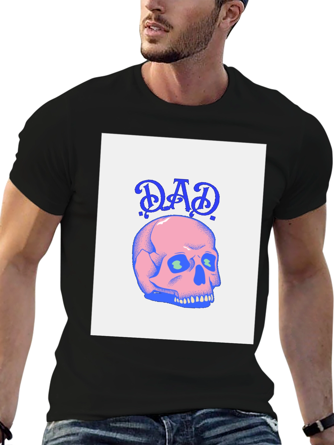 Dad Skull Graphic T-Shirt - Black
