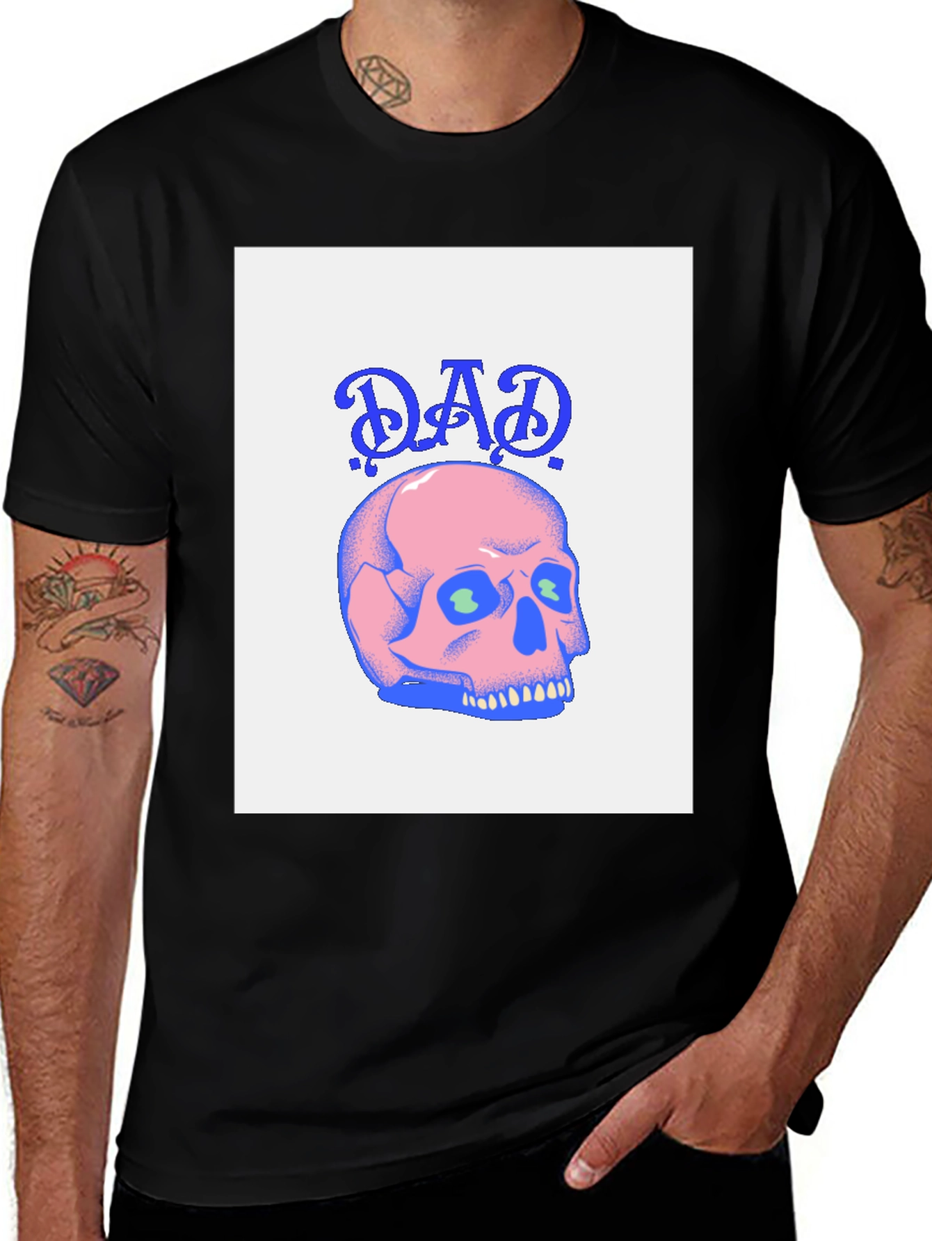 Dad Skull Graphic T-Shirt - Black